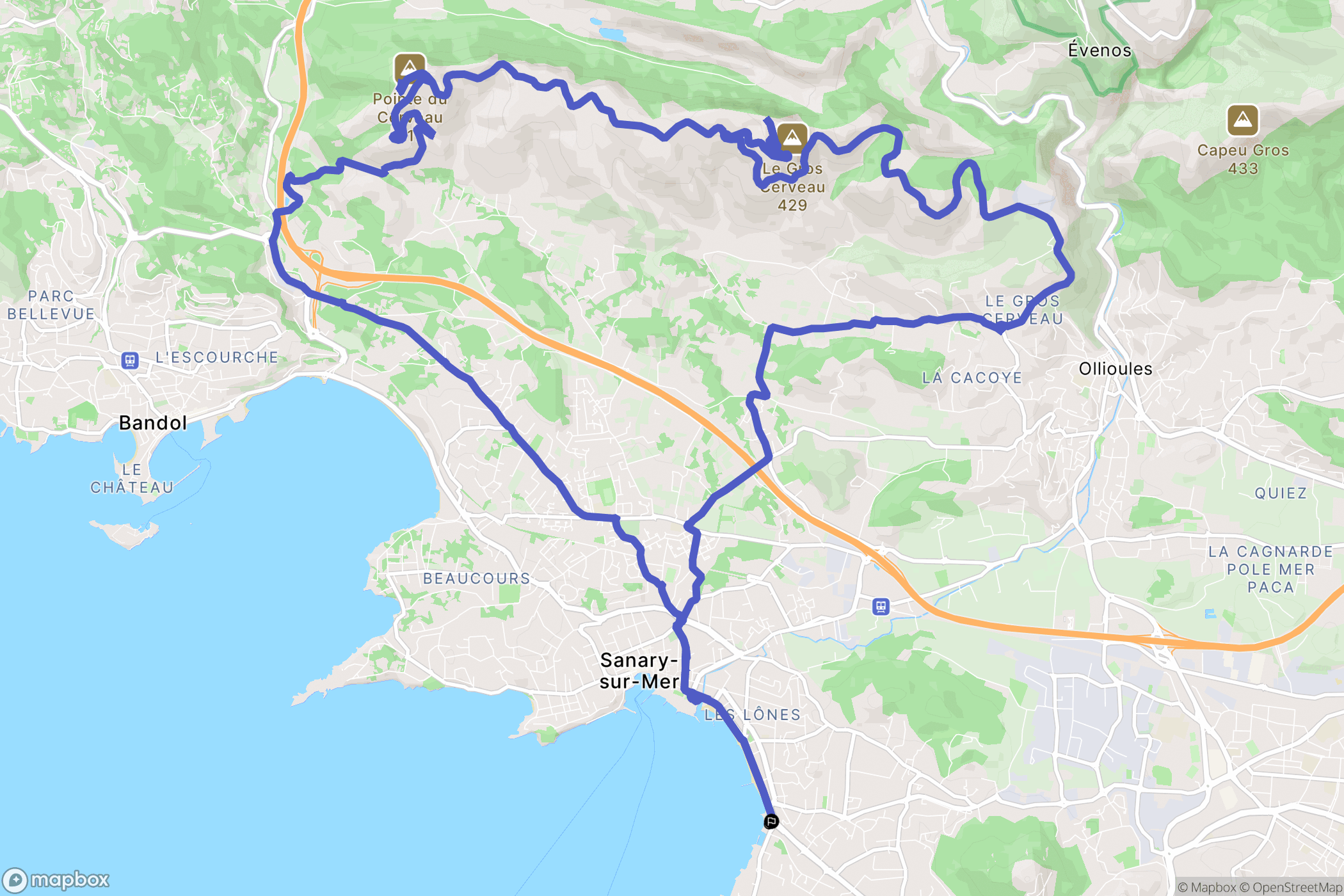 Six-Fours-les-Plages : carte du parcours de randonnée - France