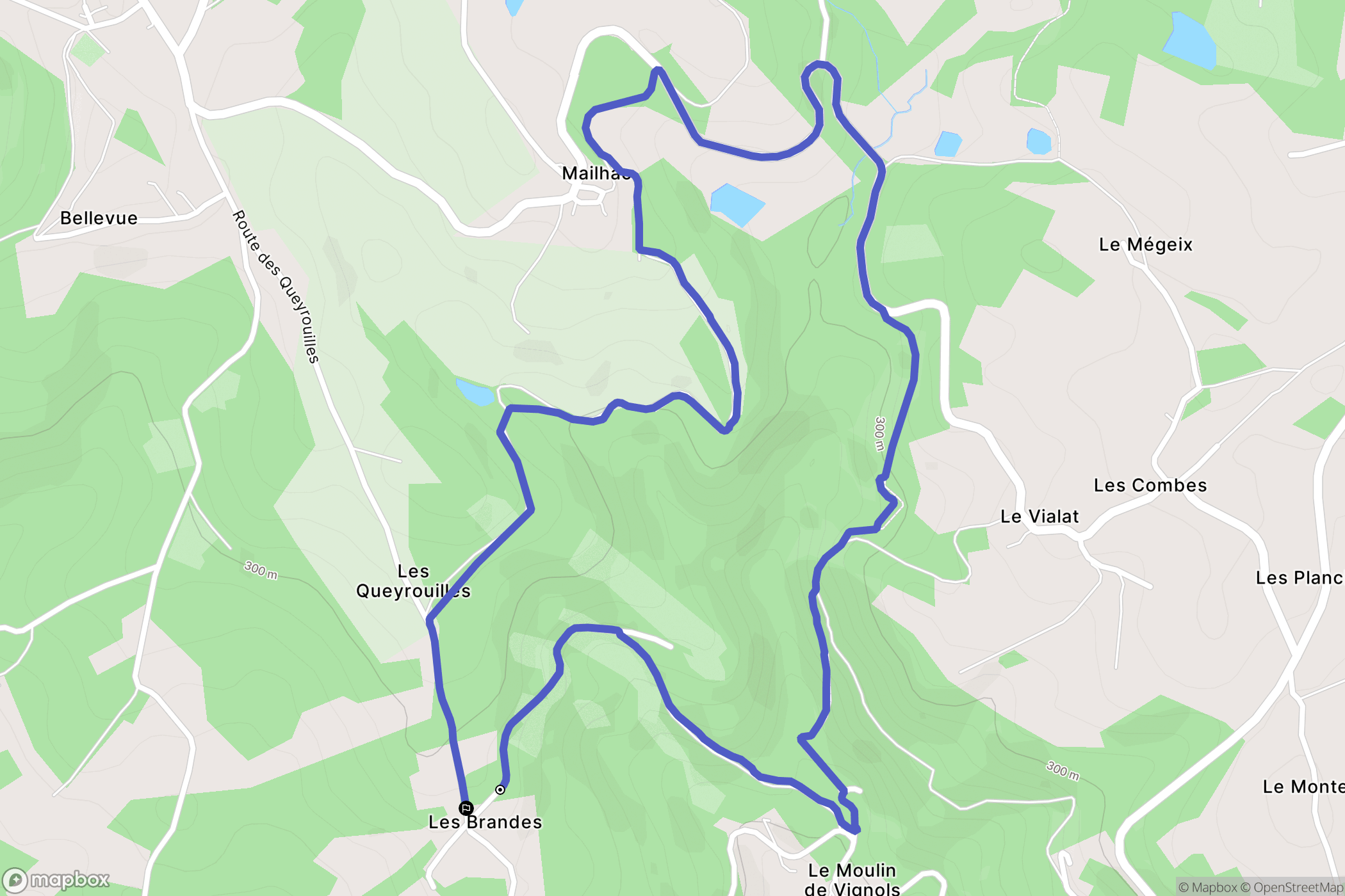 Lascaux : carte du parcours de randonnée - France