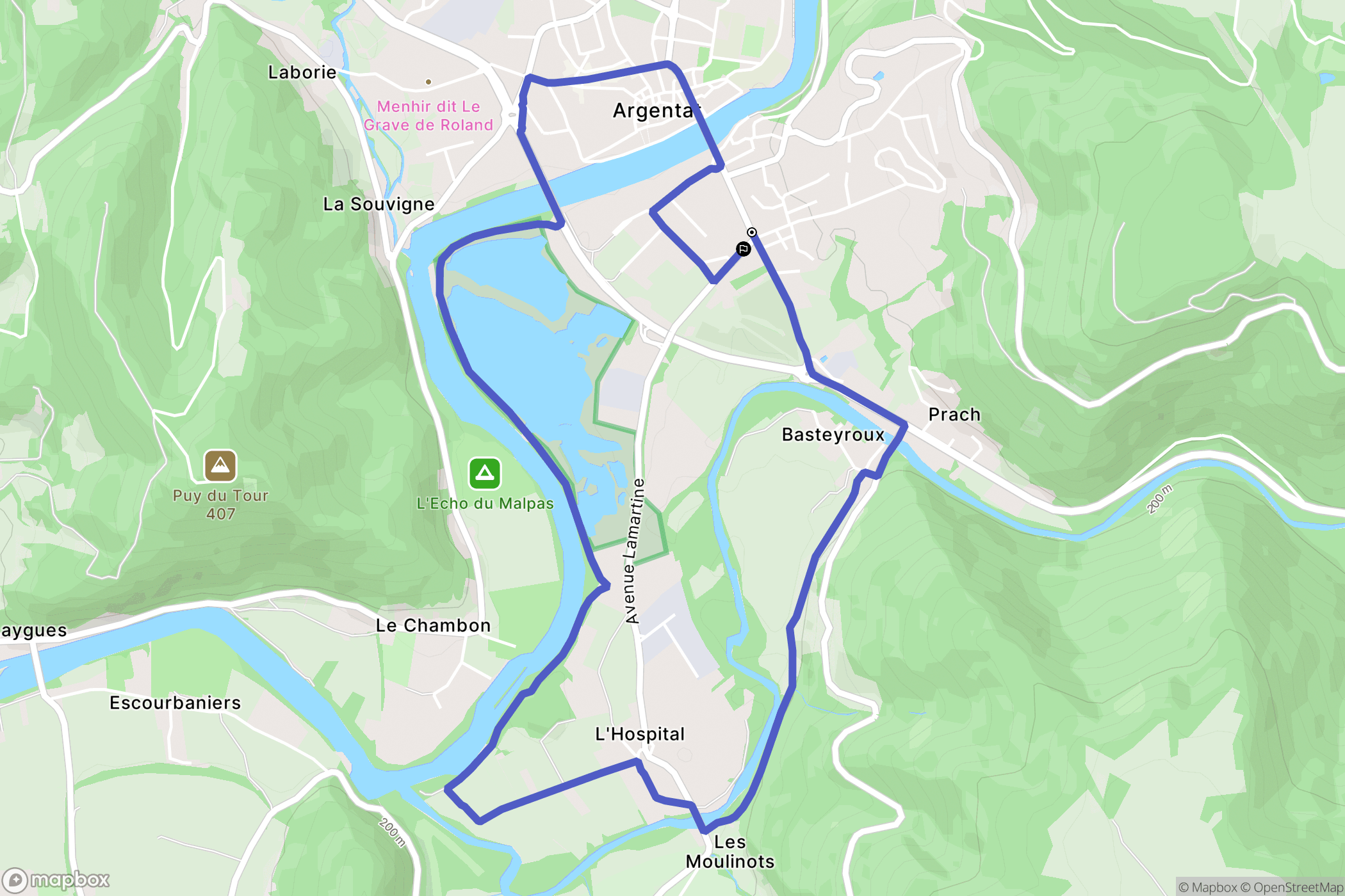 Argentat-sur-Dordogne : carte du parcours de randonnée - France