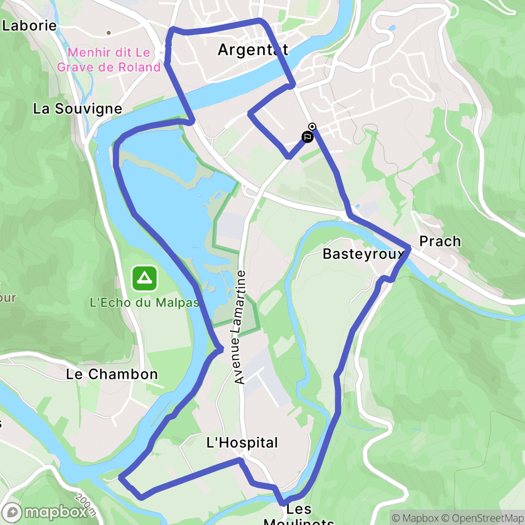 Argentat-sur-Dordogne : carte du parcours de randonnée - France