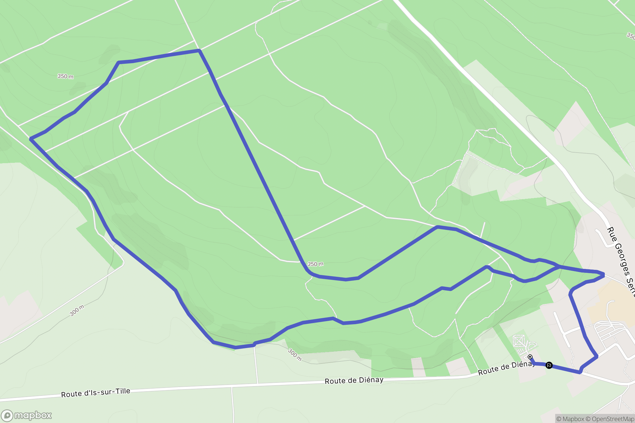 Is-sur-Tille : carte du parcours de randonnée - France