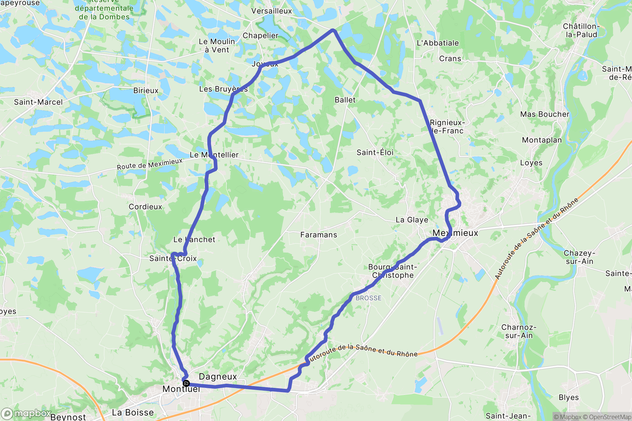 Montluel : carte du parcours de randonnée - France