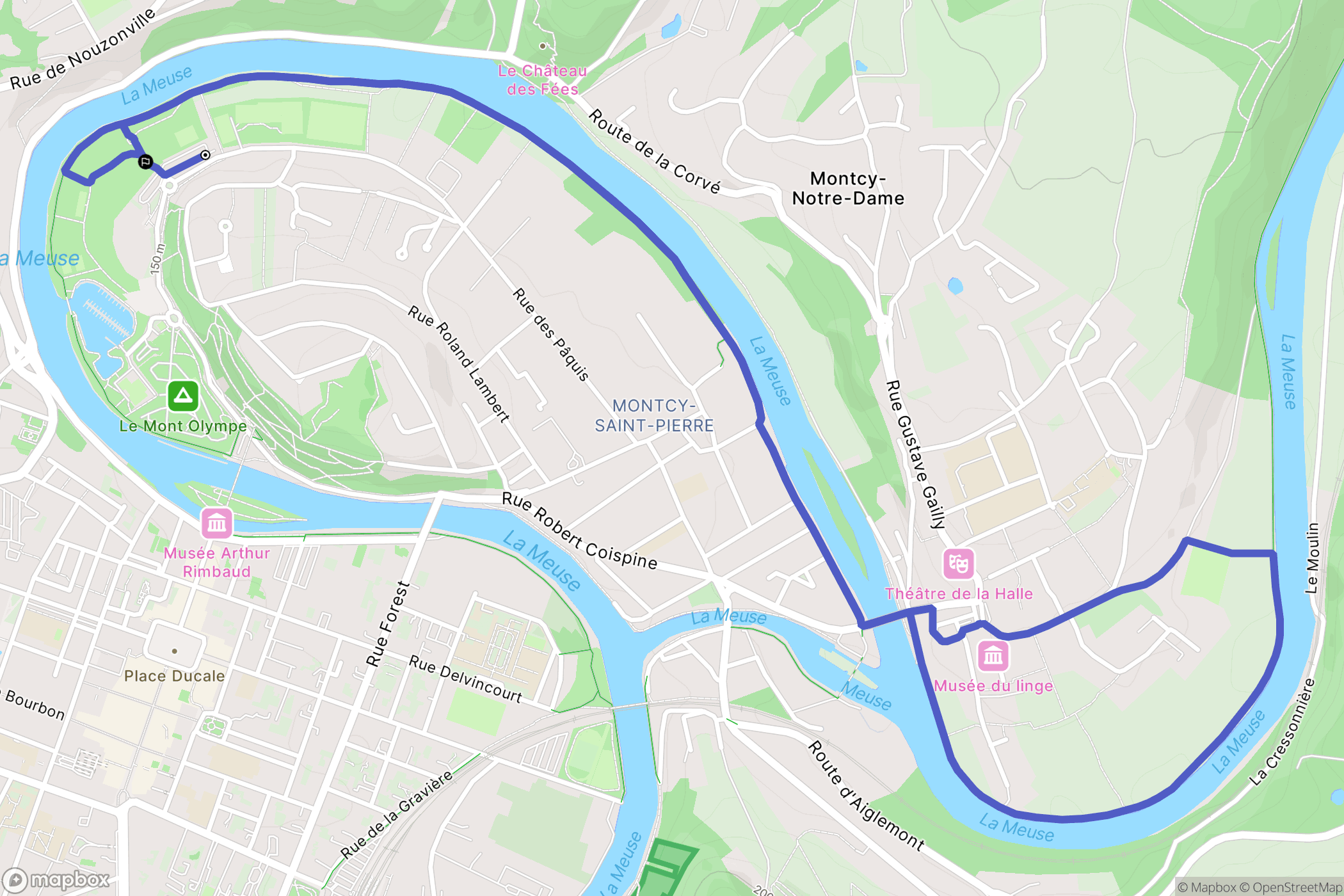Charleville-Mézières : carte du parcours de randonnée - France