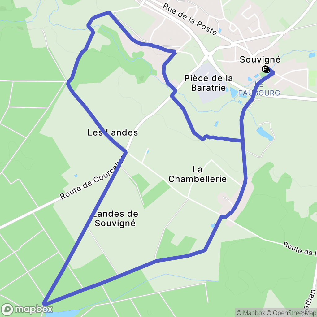 Souvigné : carte du parcours de randonnée - France