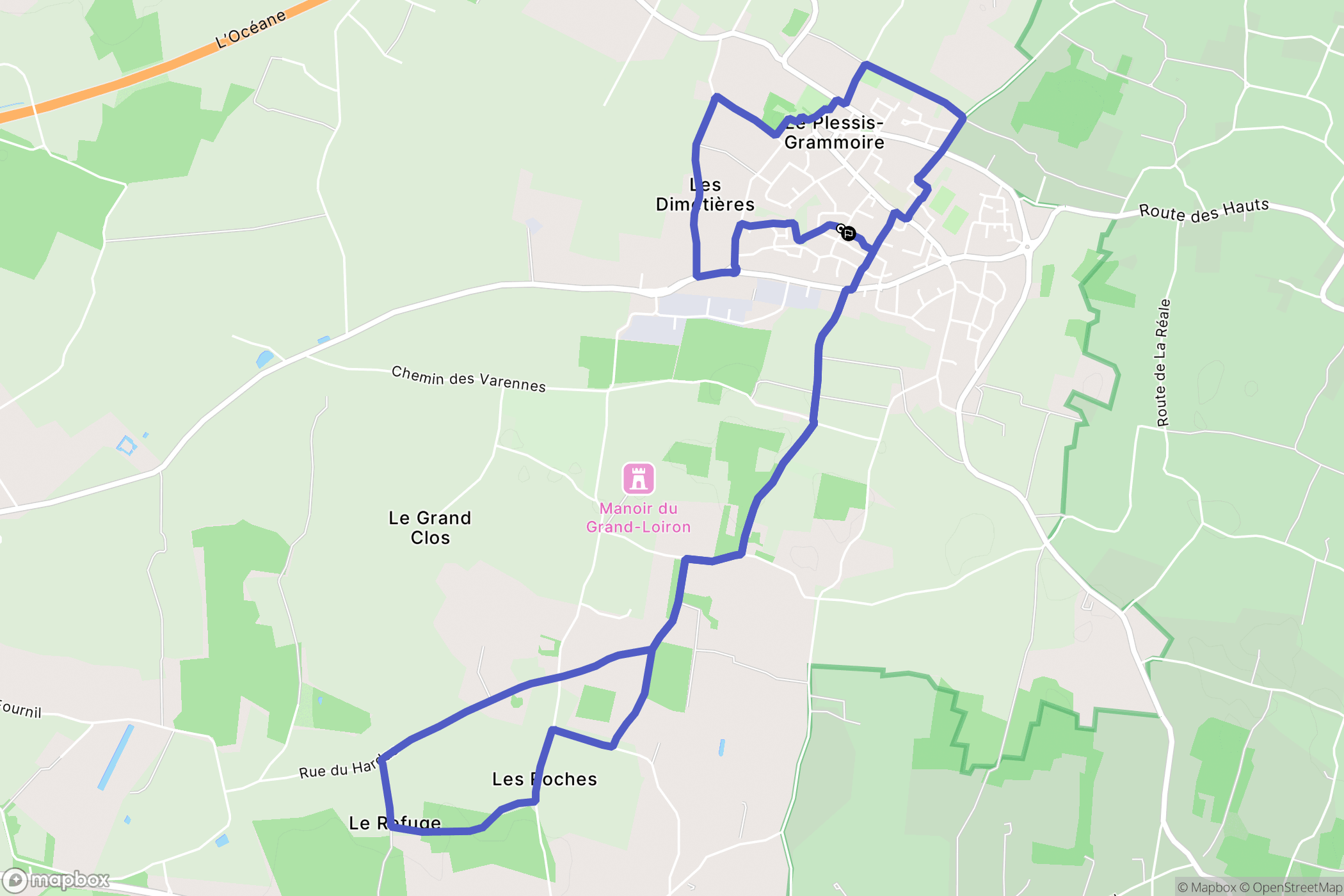 Le Plessis-Grammoire : carte du parcours de randonnée - France