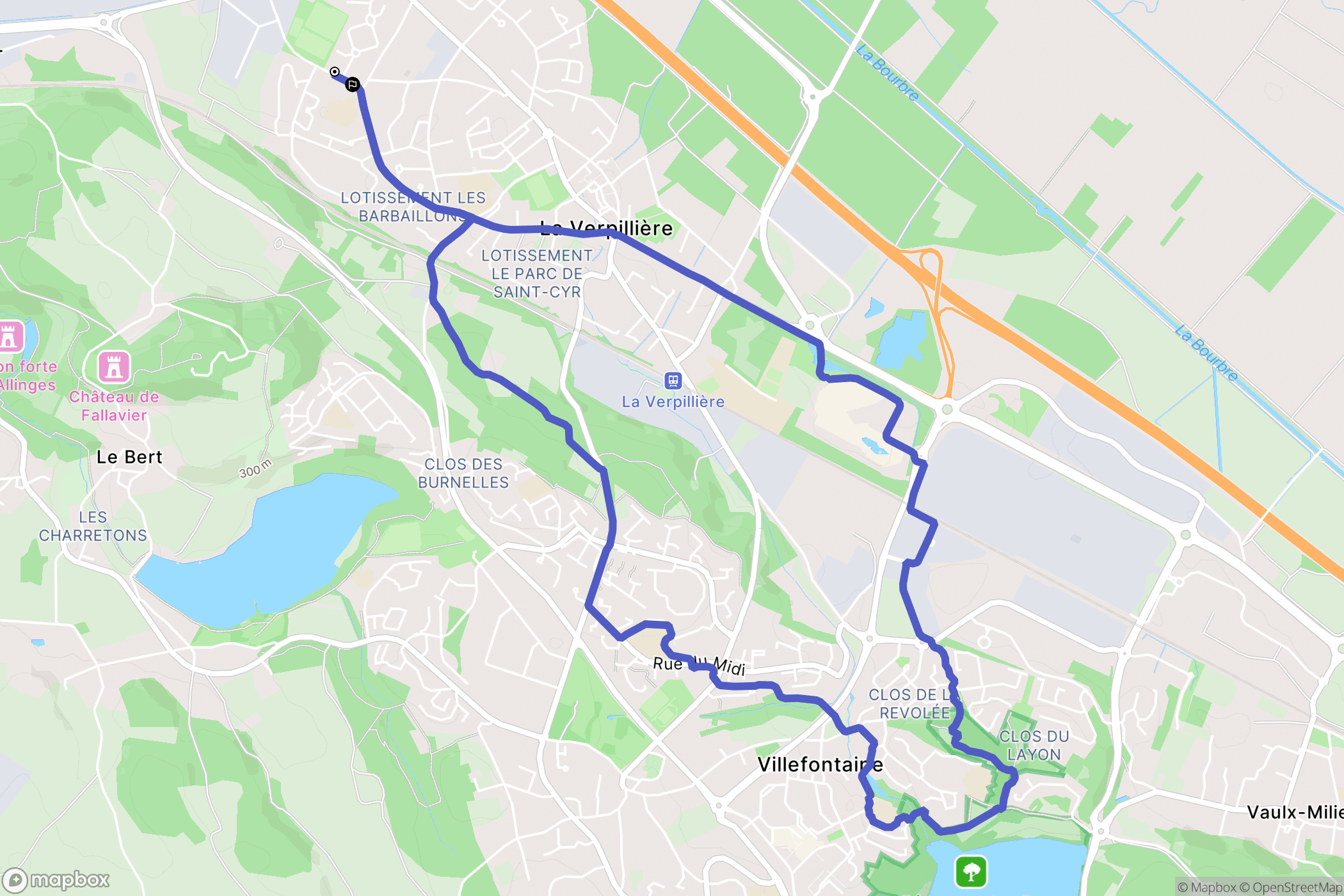 La Verpillière : carte du parcours de randonnée - France