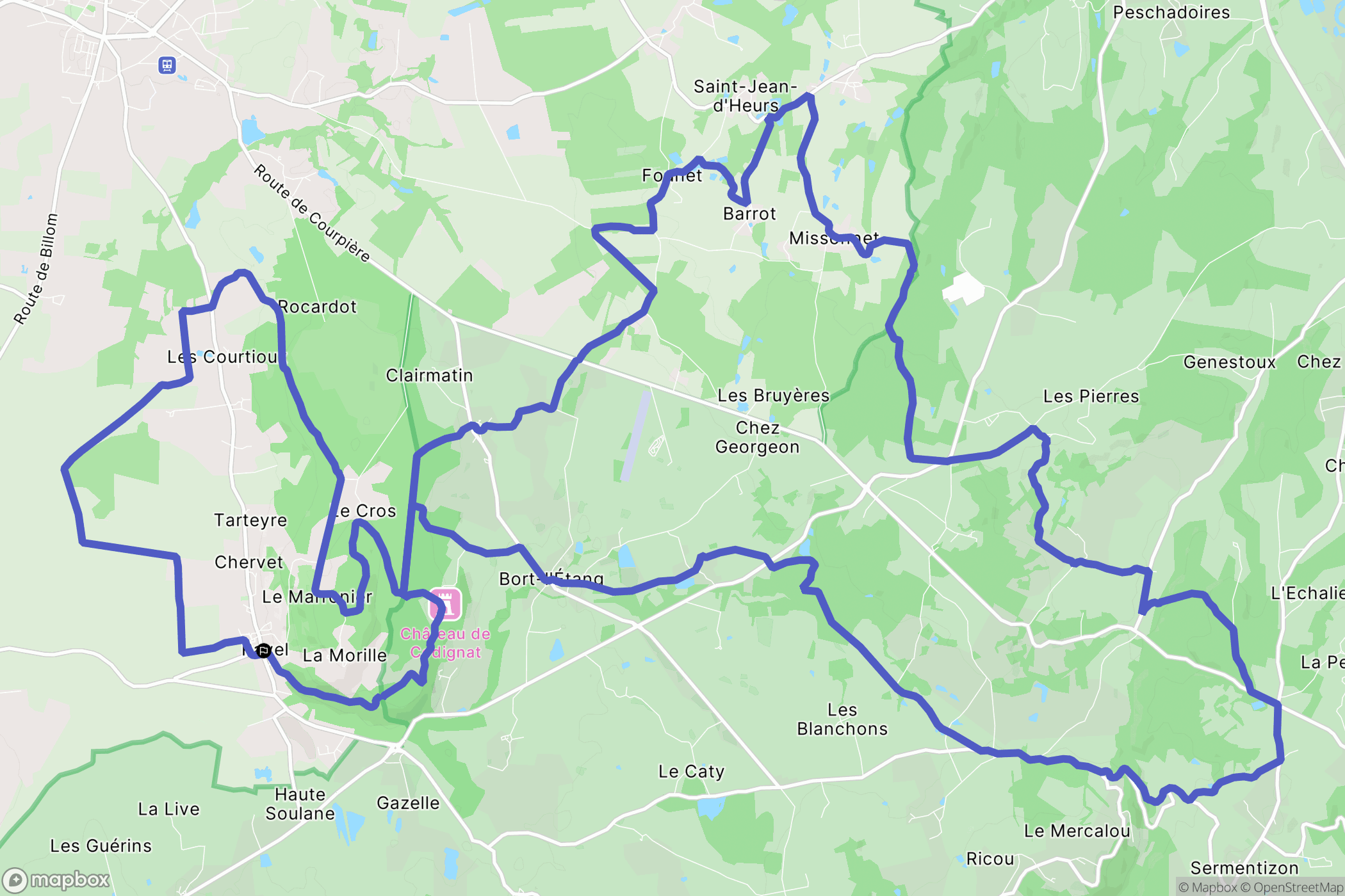 Ravel : carte du parcours de randonnée - France