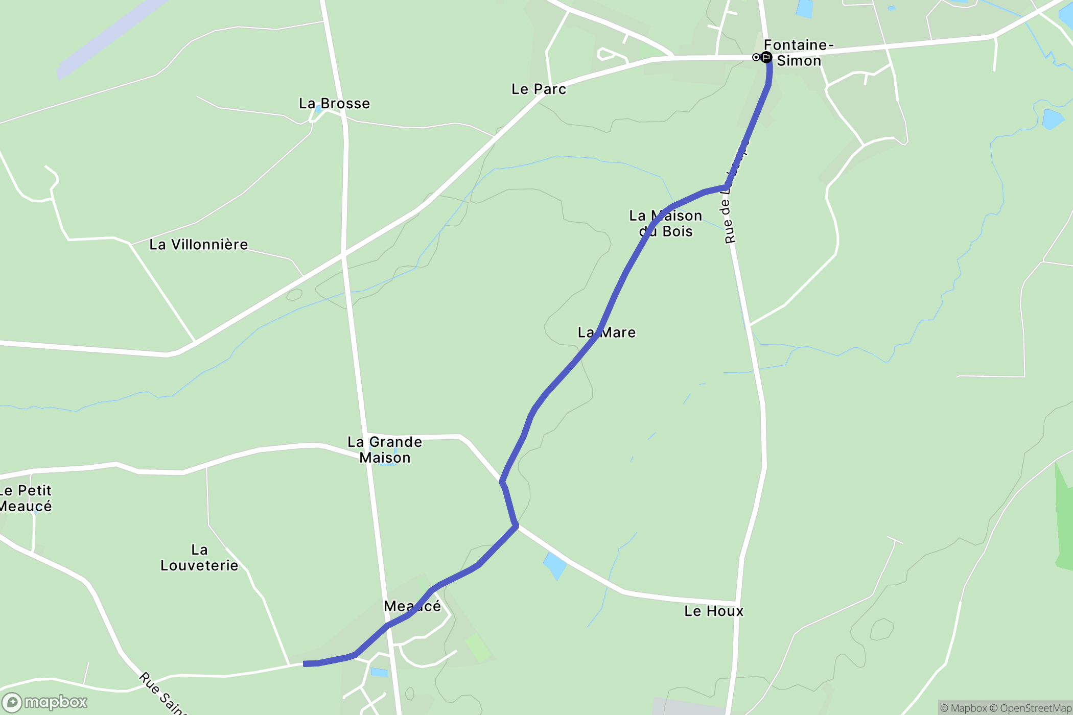 Fontaine-Simon : carte du parcours de randonnée - France