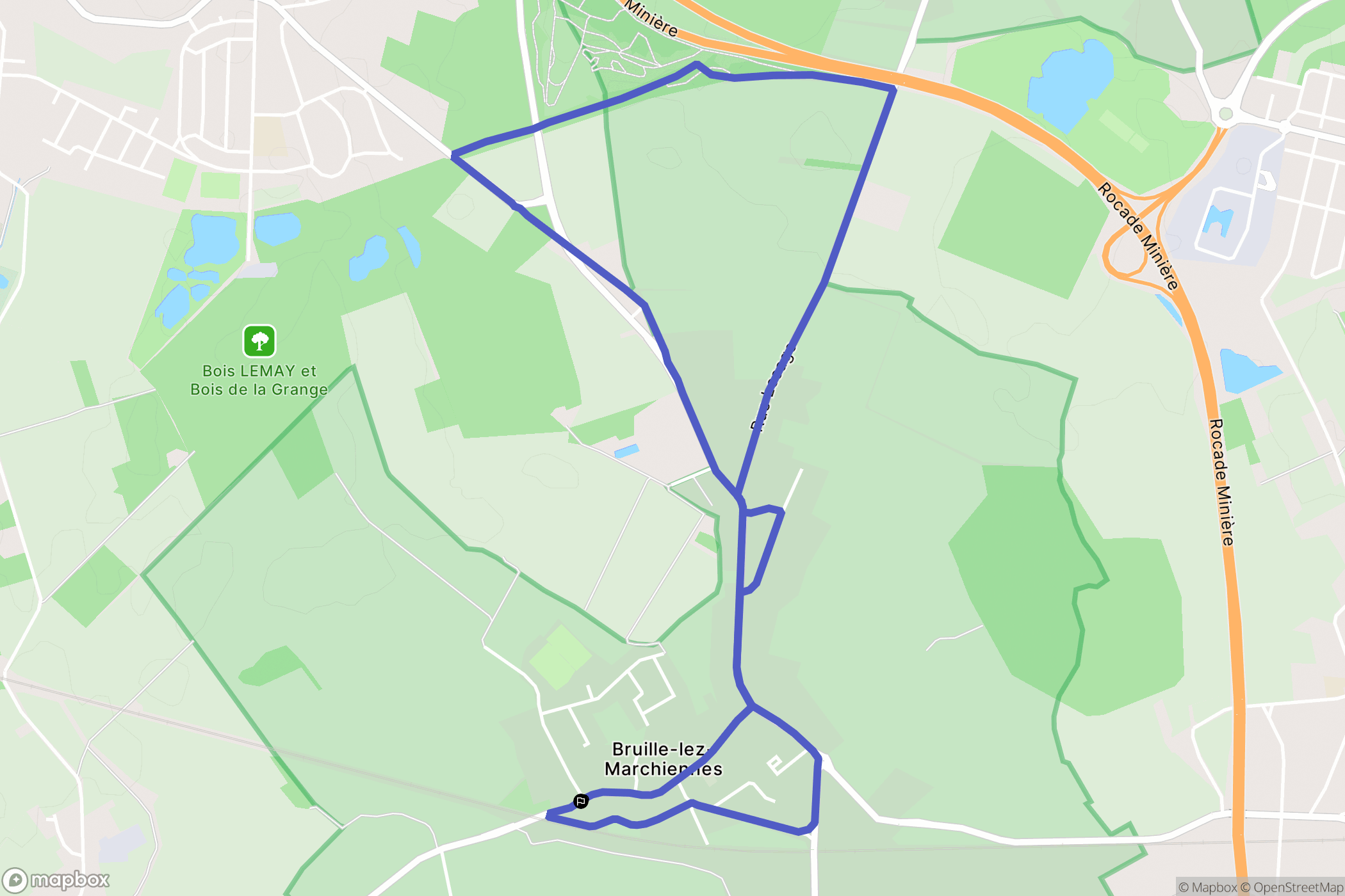 Bruille- les- Marchiennes : carte du parcours de randonnée - France