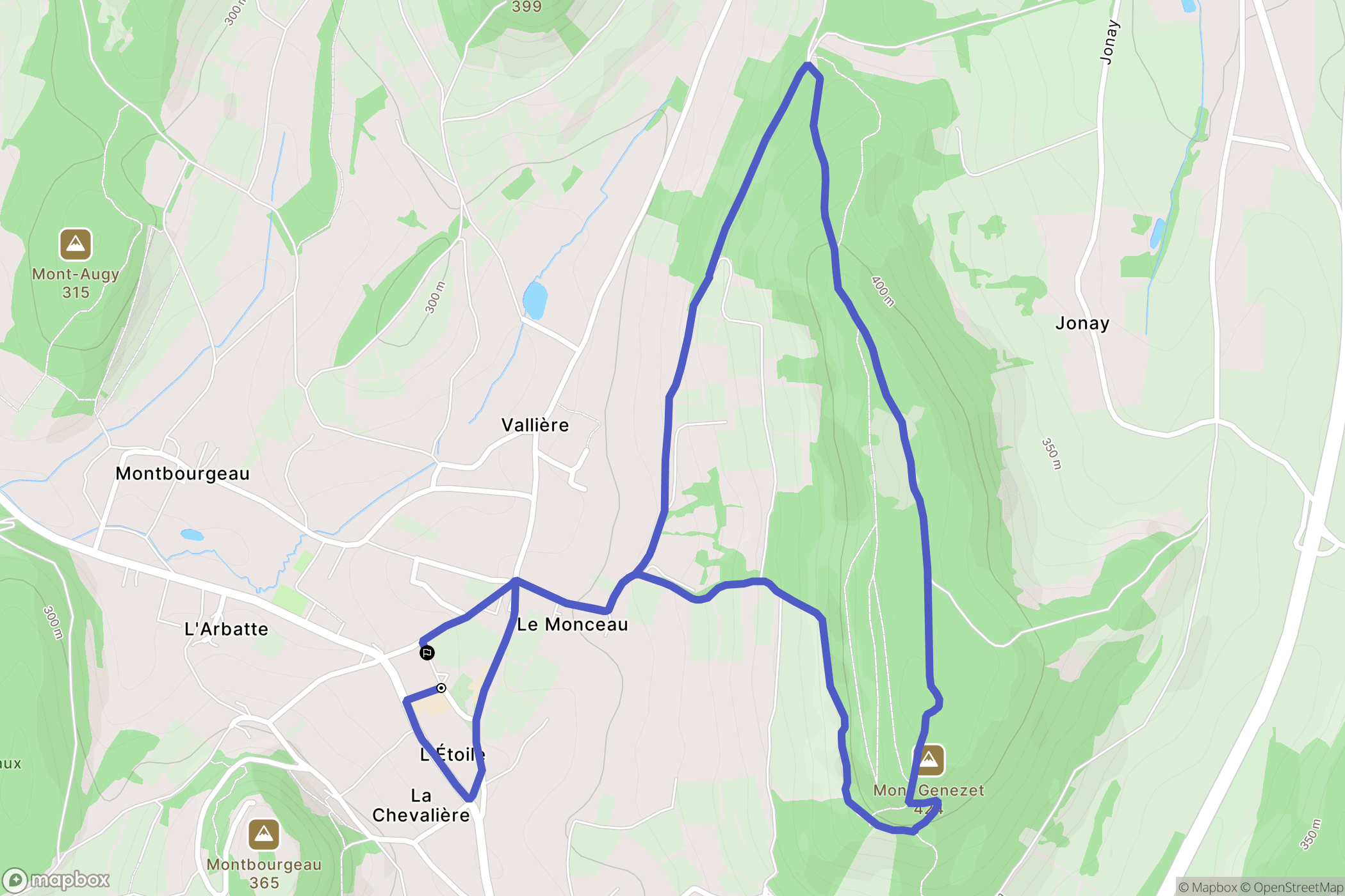 L'Étoile : carte du parcours de randonnée - France