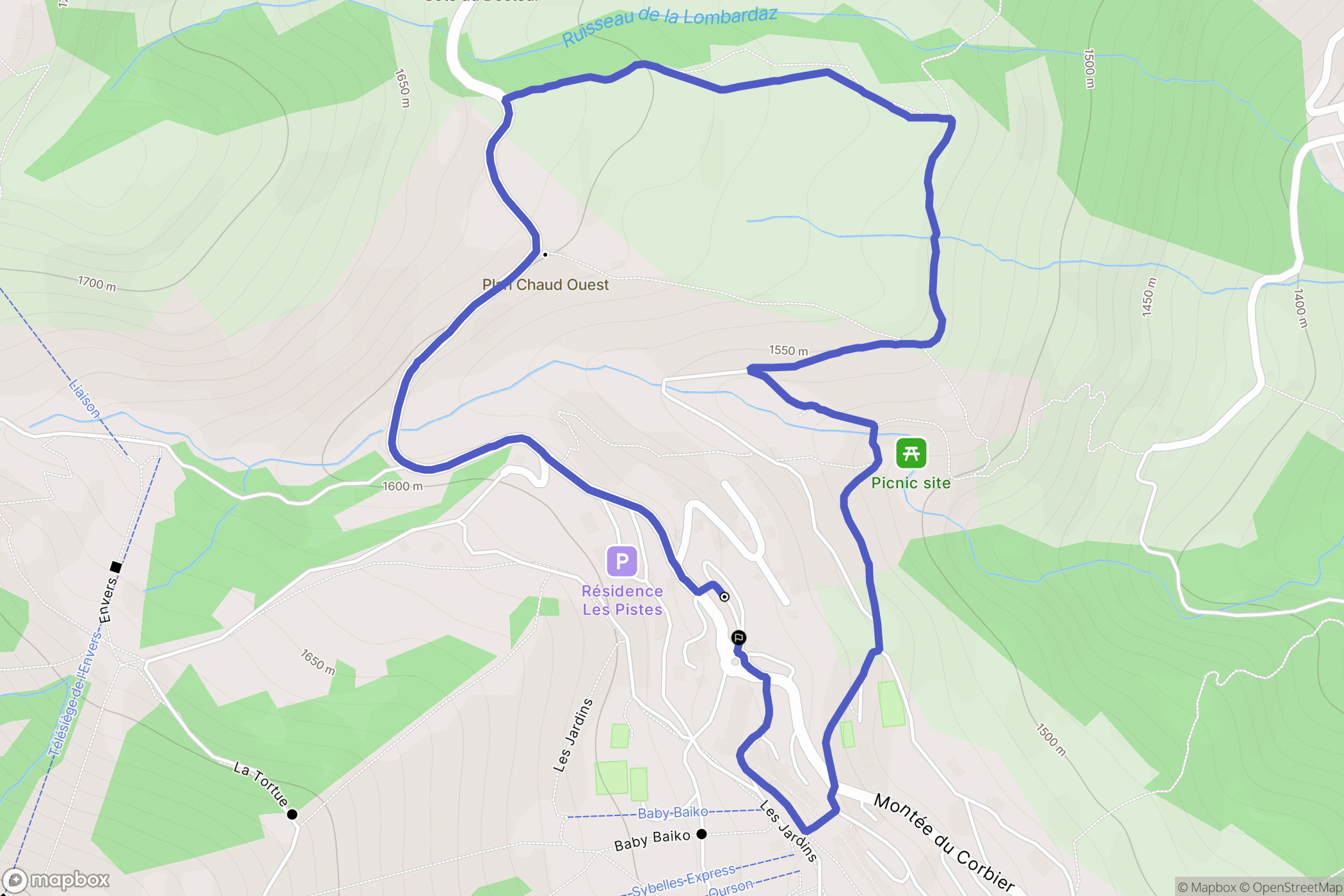Villarembert : carte du parcours de randonnée - France