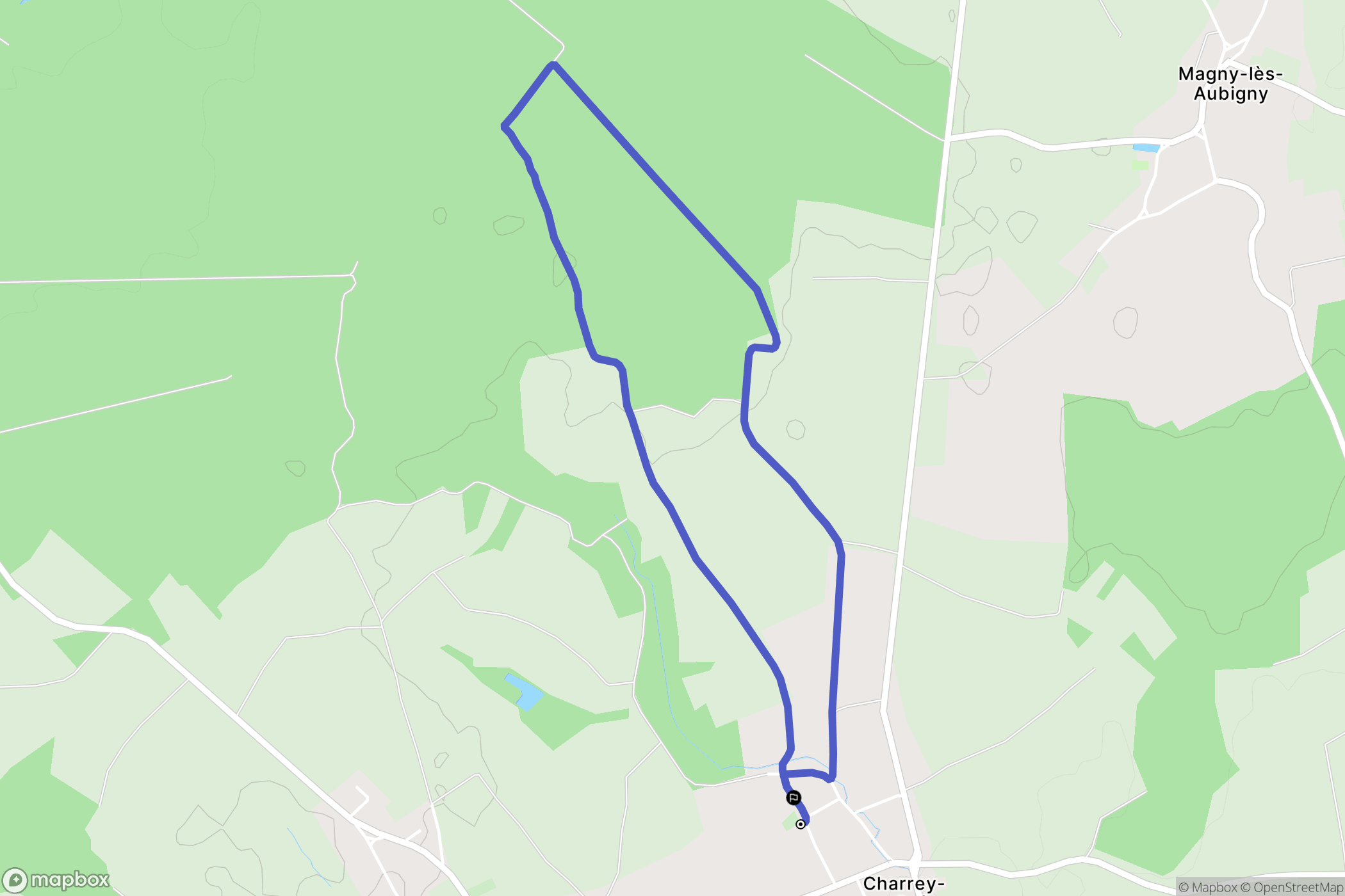 Charrey-sur-Saône : carte du parcours de randonnée - France