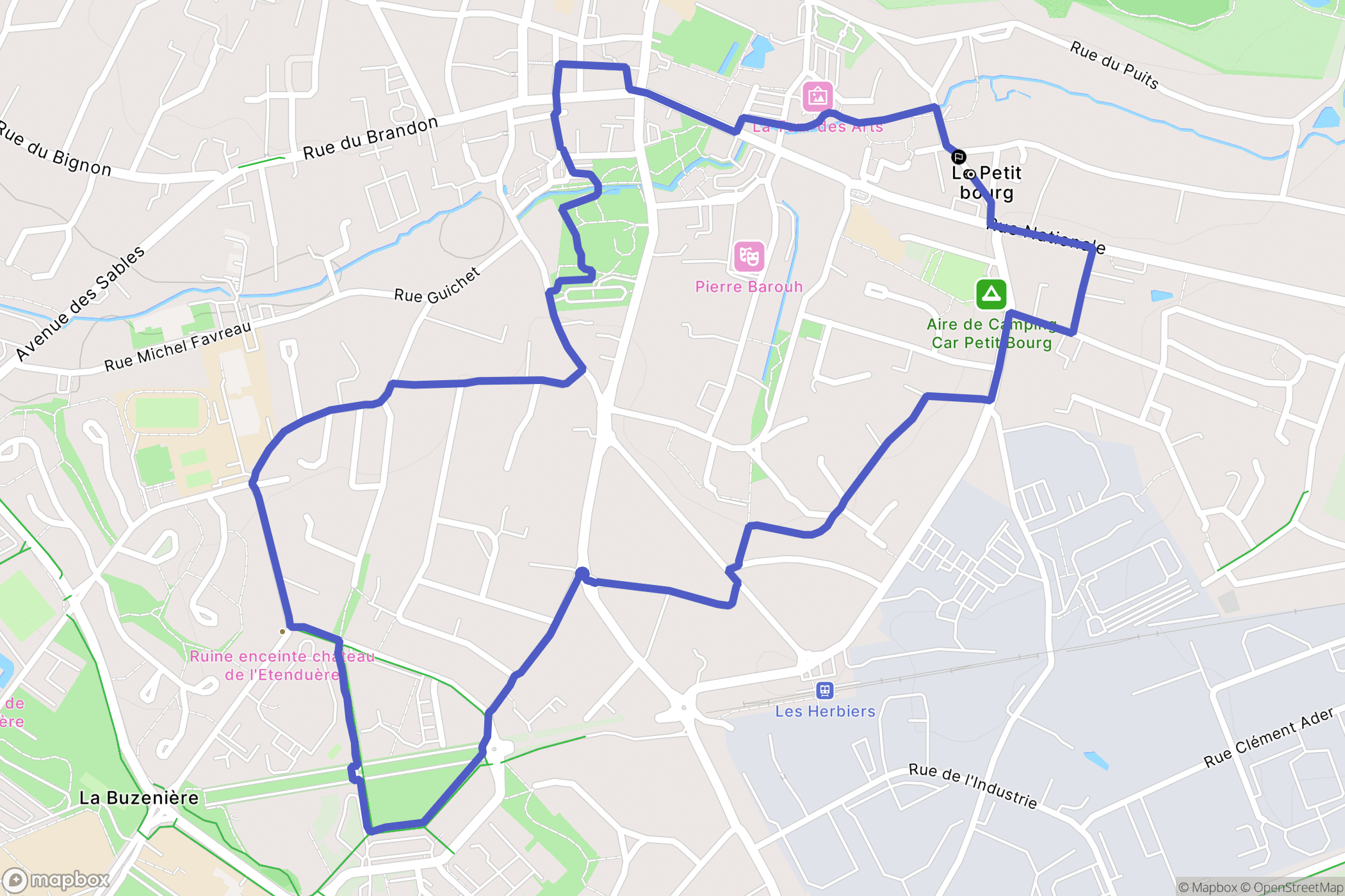 Les Herbiers : carte du parcours de randonnée - France