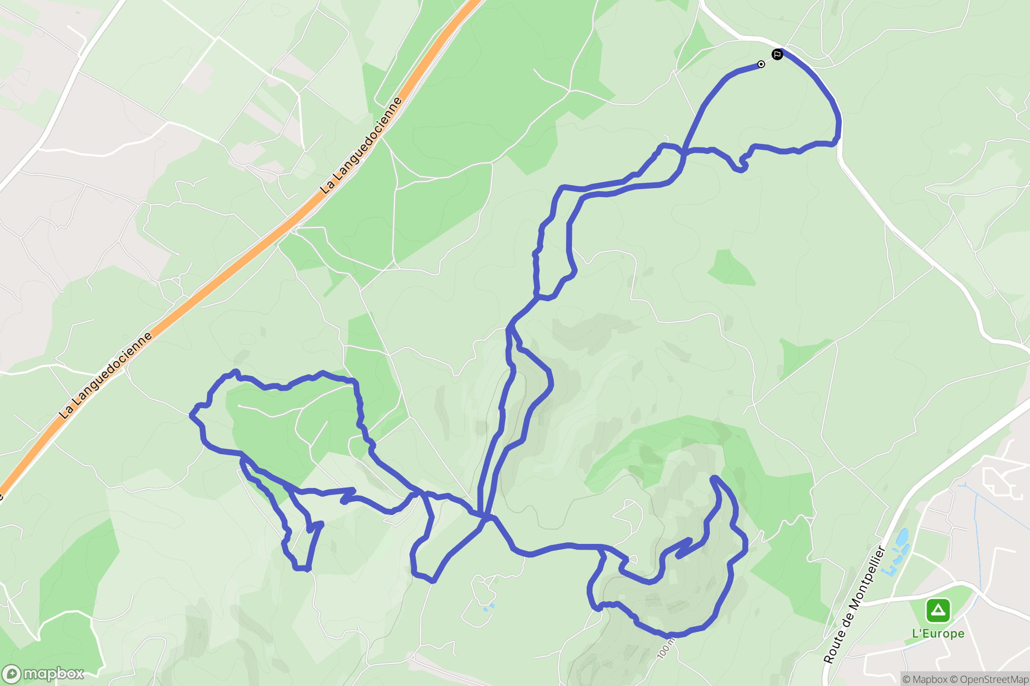 Fabrègues : carte du parcours de randonnée - France