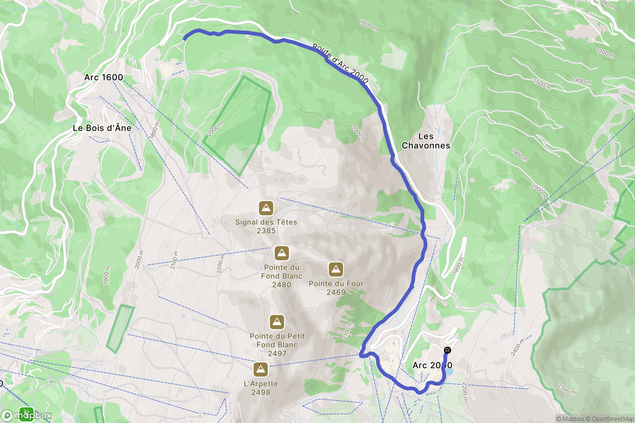 Bourg-Saint-Maurice : carte du parcours de randonnée - France