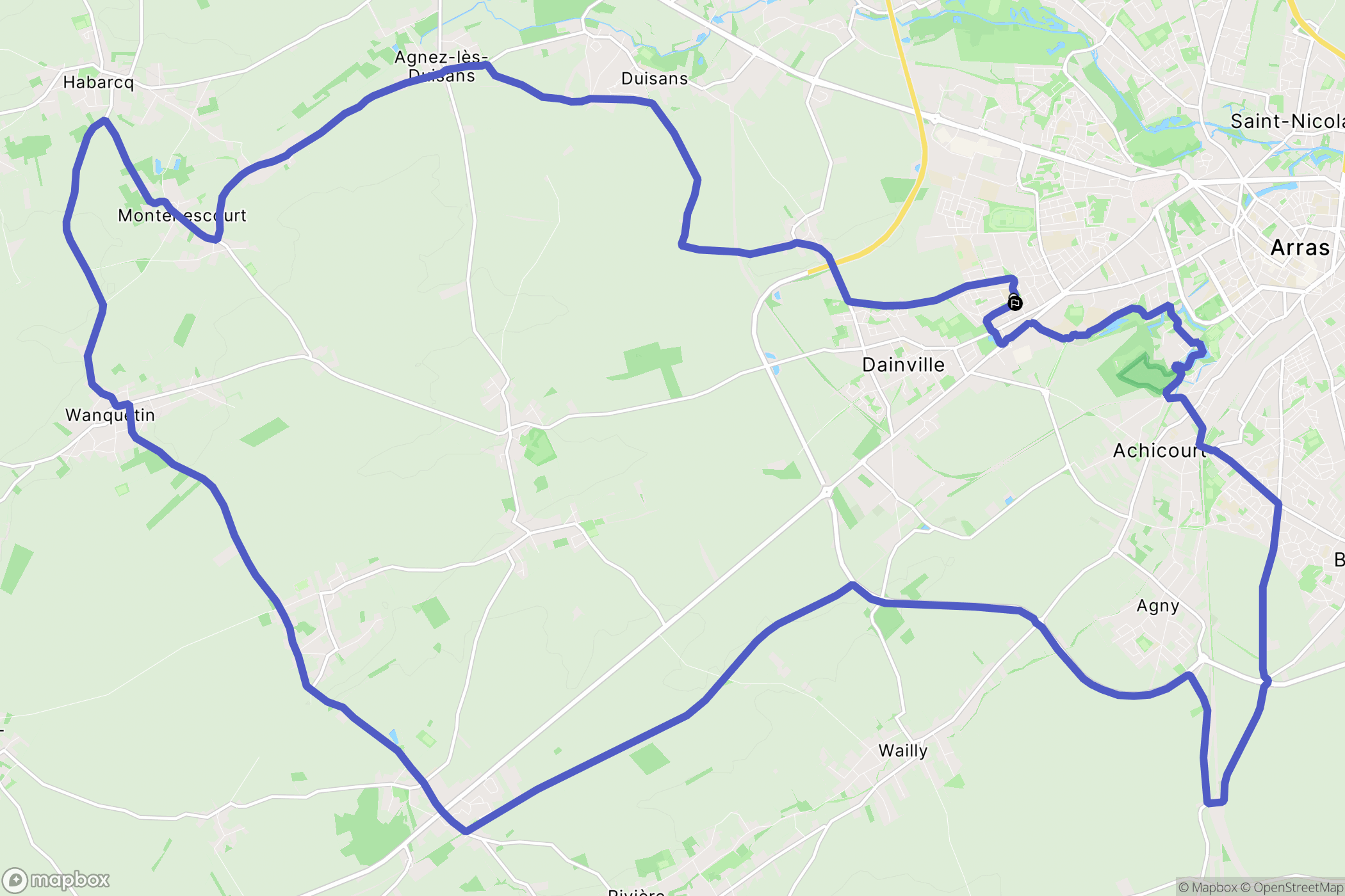 Dainville : carte du parcours de randonnée - France