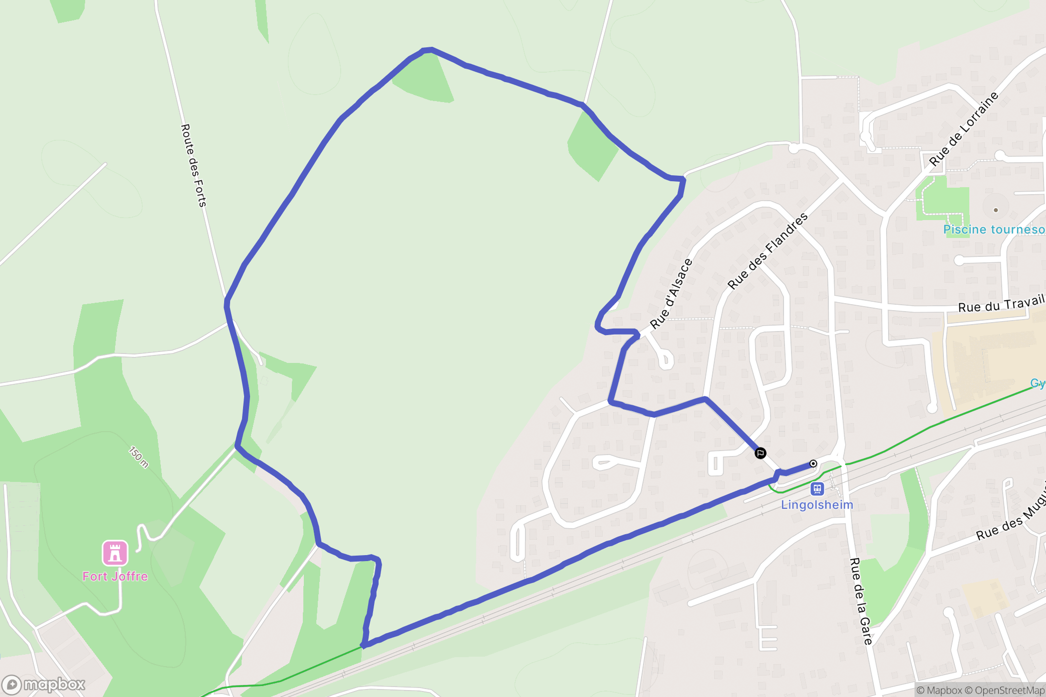 Lingolsheim : carte du parcours de randonnée - France