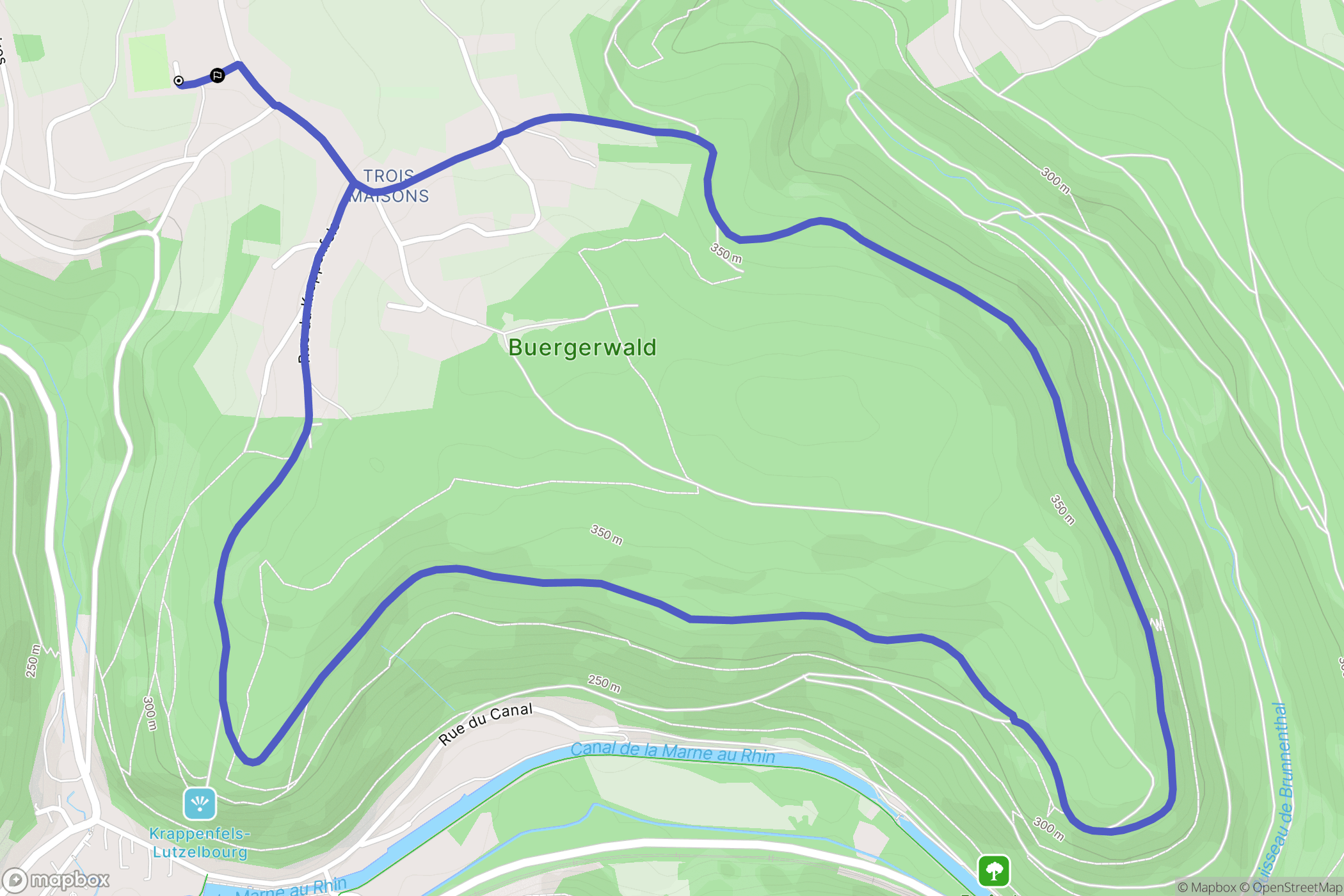 Phalsbourg : carte du parcours de randonnée - France