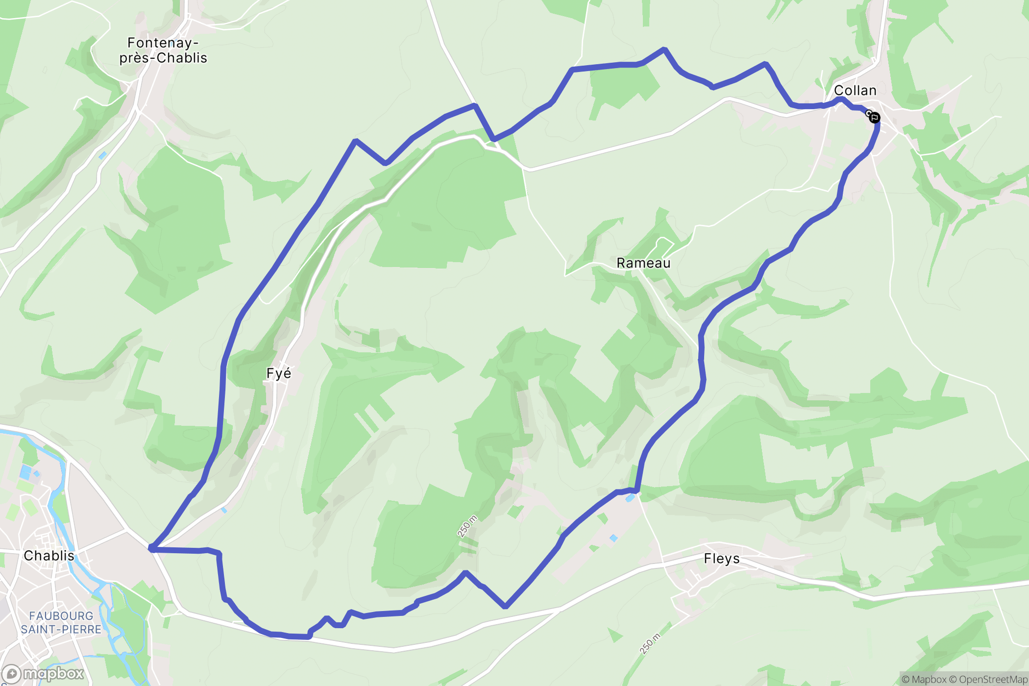 Collan : carte du parcours de randonnée - France