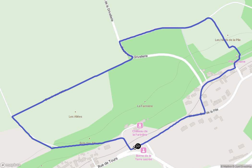 Cinq-Mars-la-Pile : carte du parcours de randonnée - France