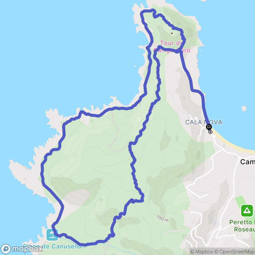 Belvédère-Campomoro : carte du parcours de randonnée - France