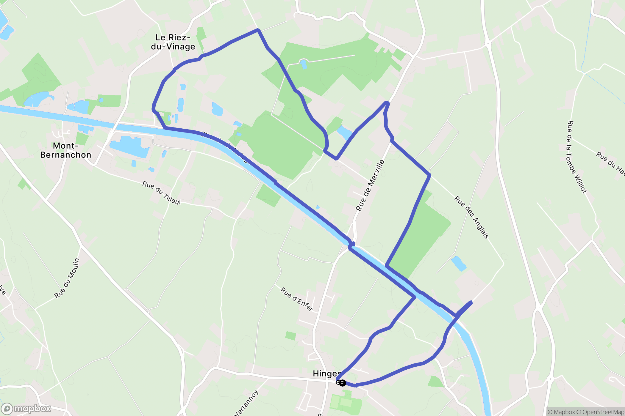 Hinges : carte du parcours de randonnée - France