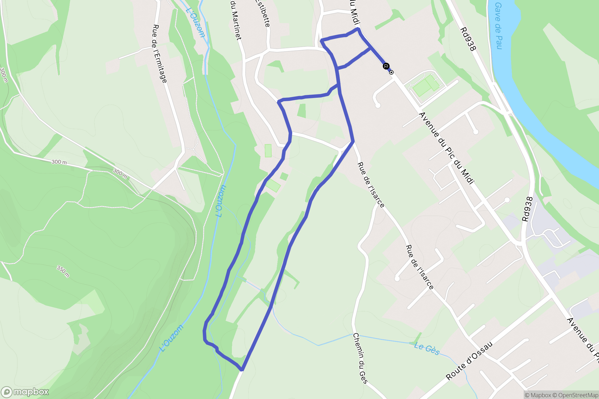 Igon : carte du parcours de randonnée - France