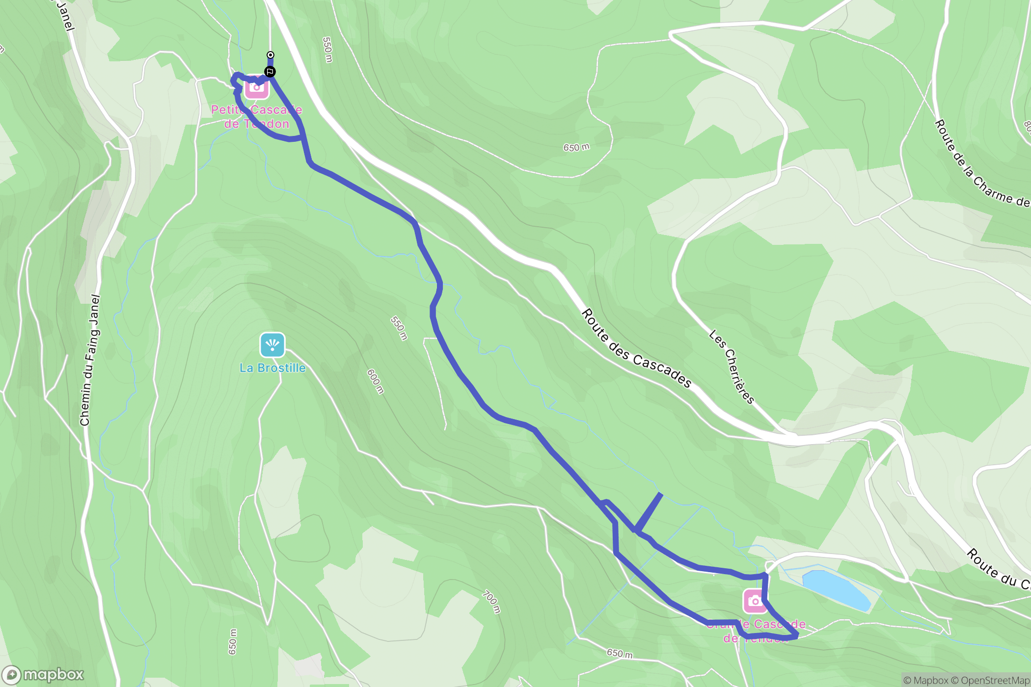 Tendon : carte du parcours de randonnée - France