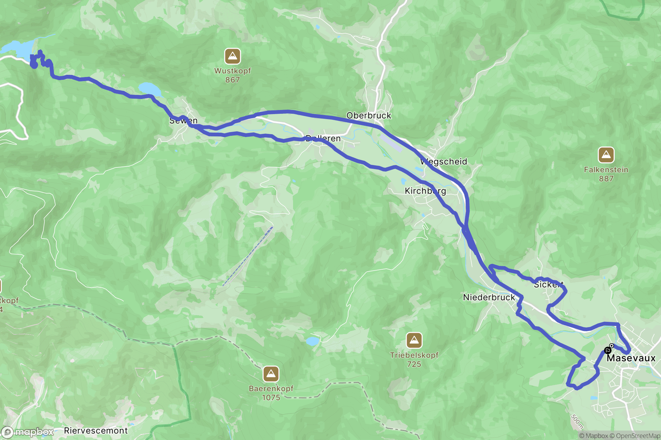 Masevaux-Niederbruck : carte du parcours de randonnée - France