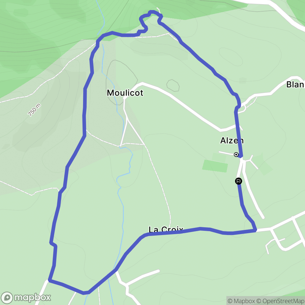 Alzen : carte du parcours de randonnée - France