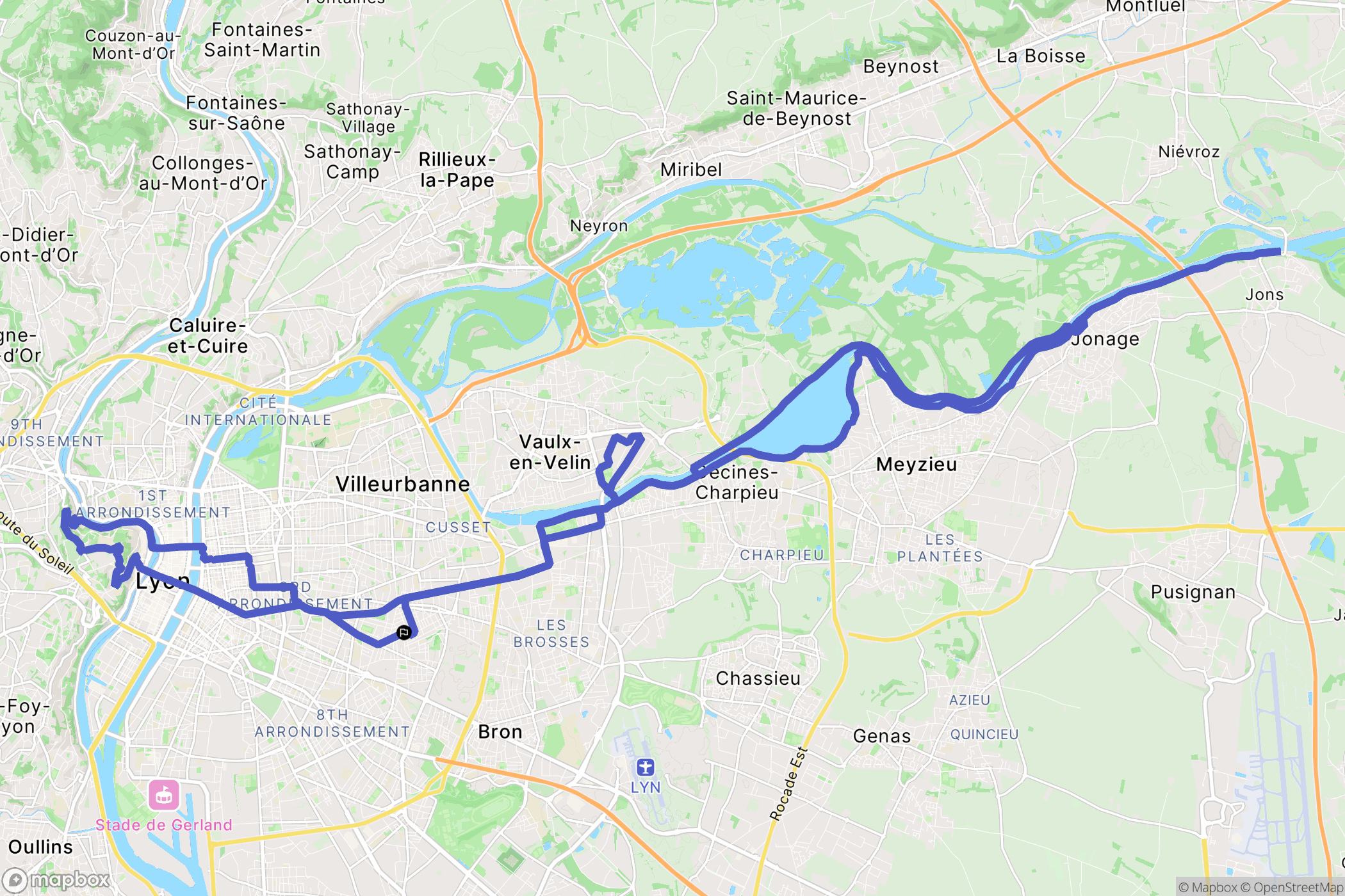 Lyon : carte du parcours de randonnée - France