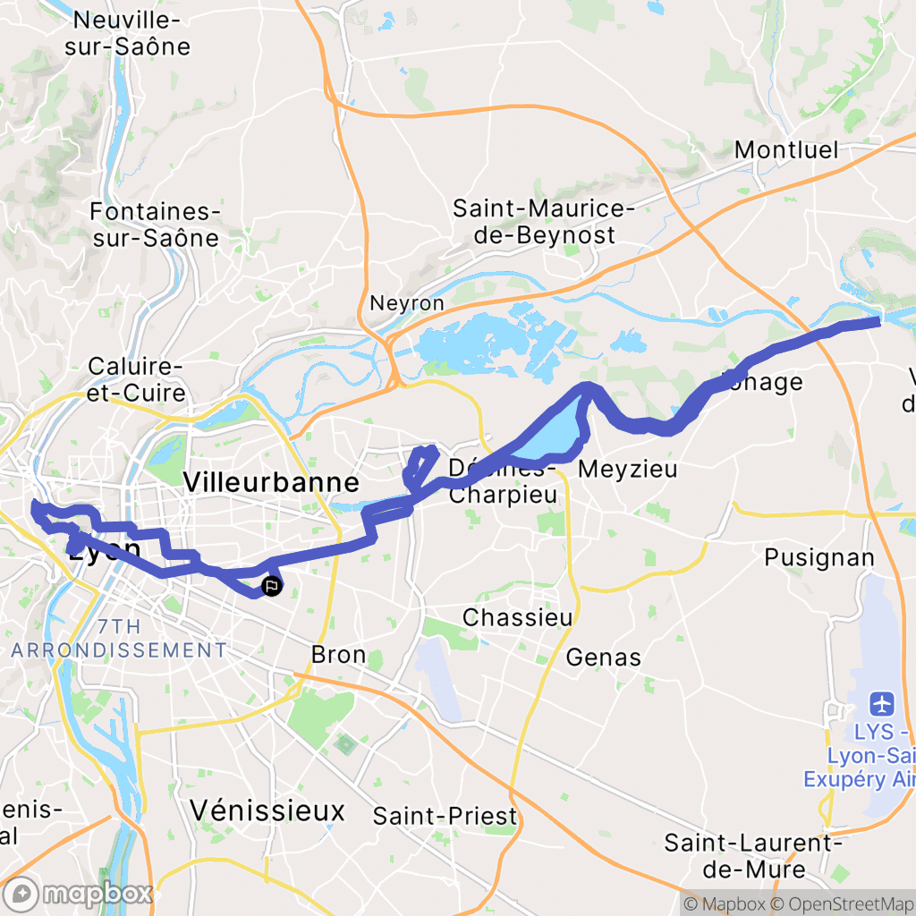 Lyon : carte du parcours de randonnée - France