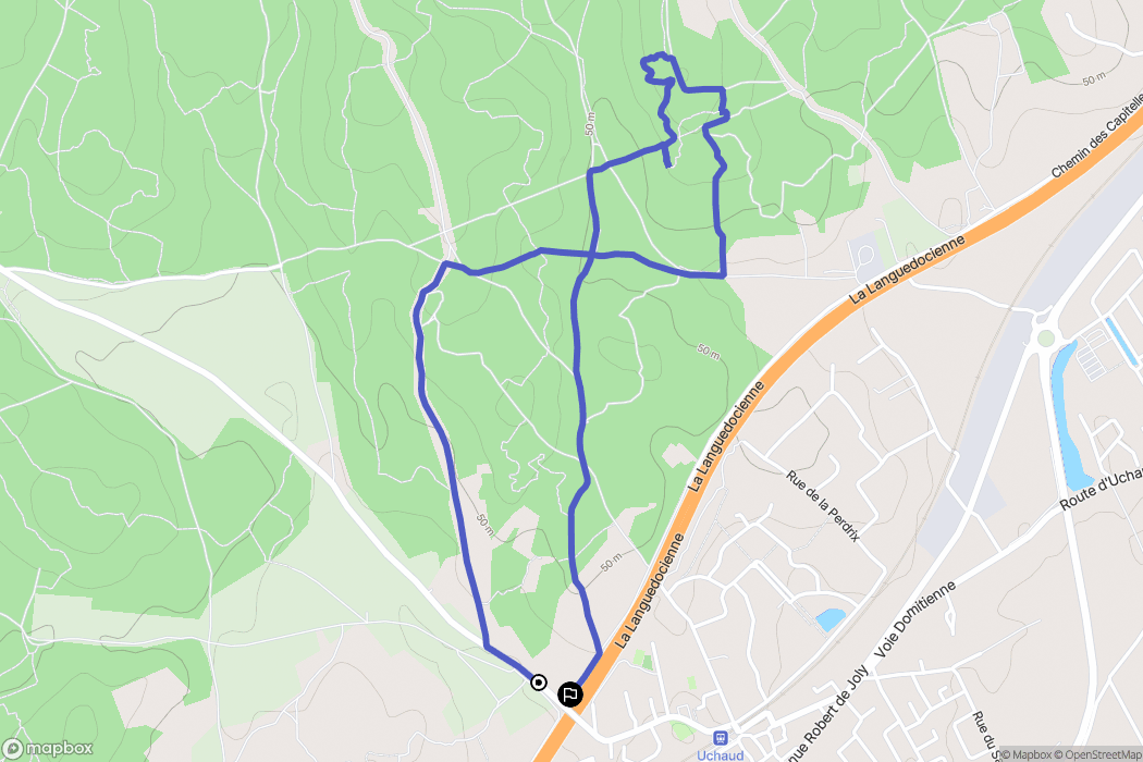 Uchaud : carte du parcours de randonnée - France