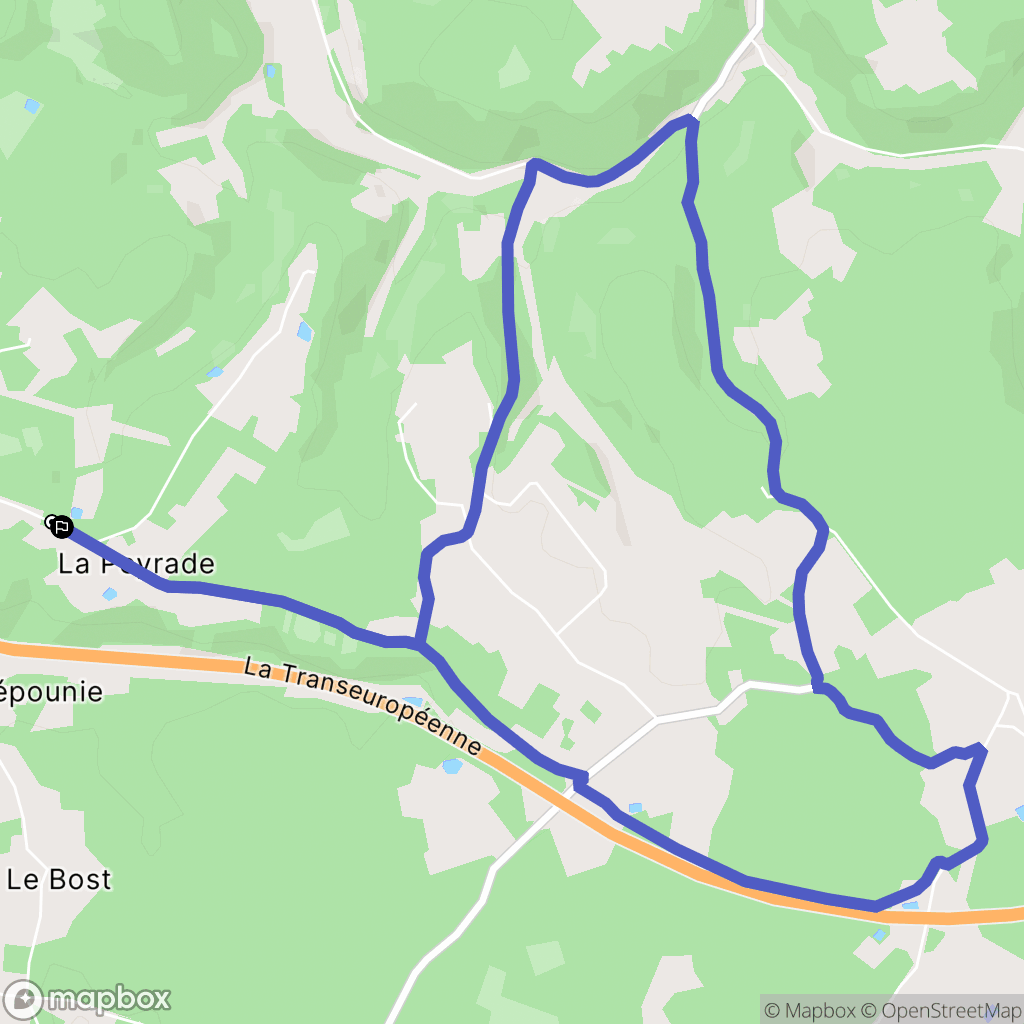 Bassillac et Auberoche : carte du parcours de randonnée - France