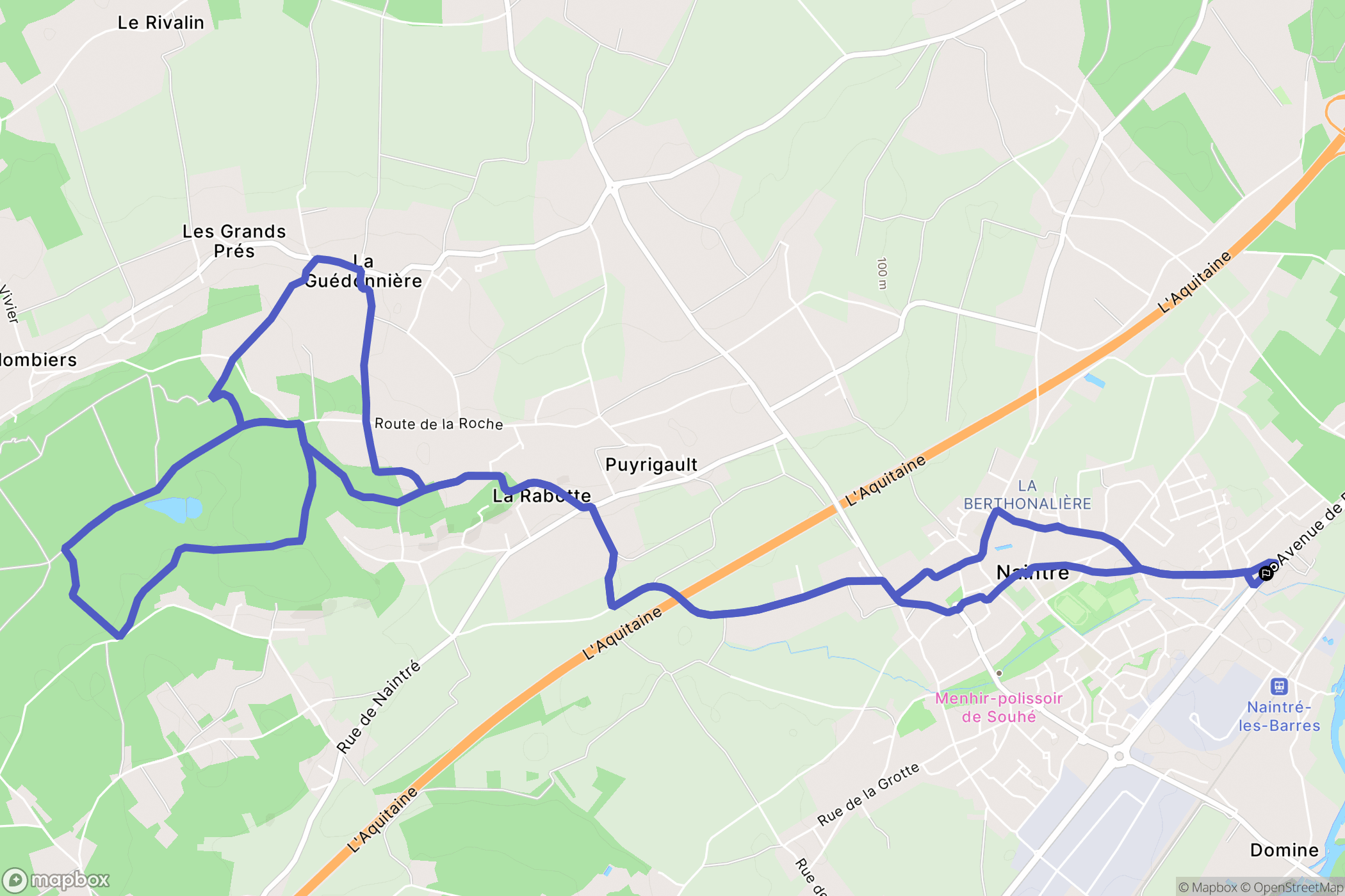 Naintré : carte du parcours de randonnée - France