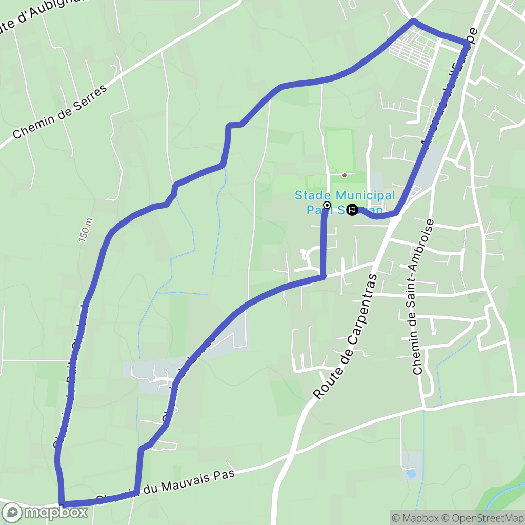 Caromb : carte du parcours de randonnée - France