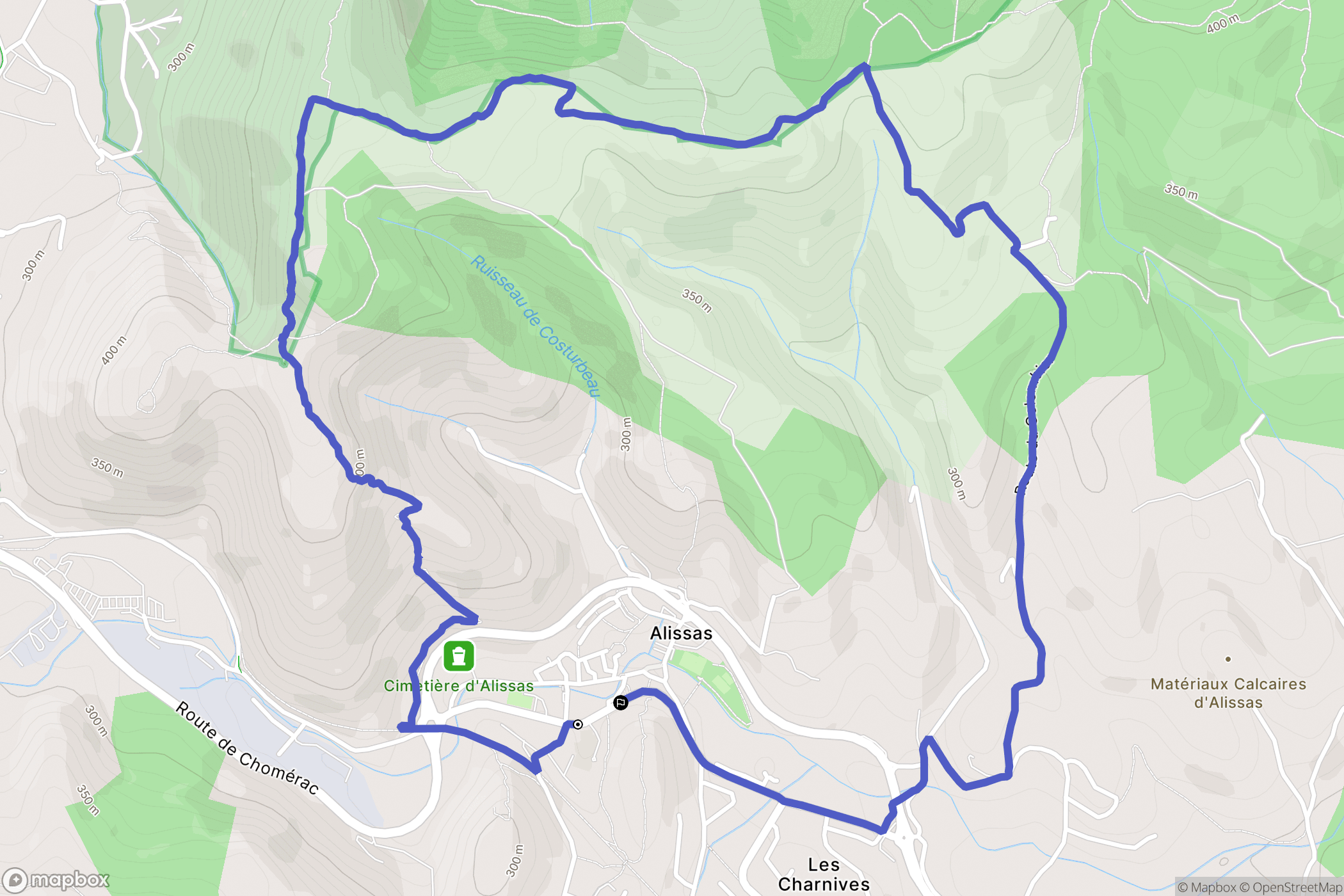 Alissas : carte du parcours de randonnée - France