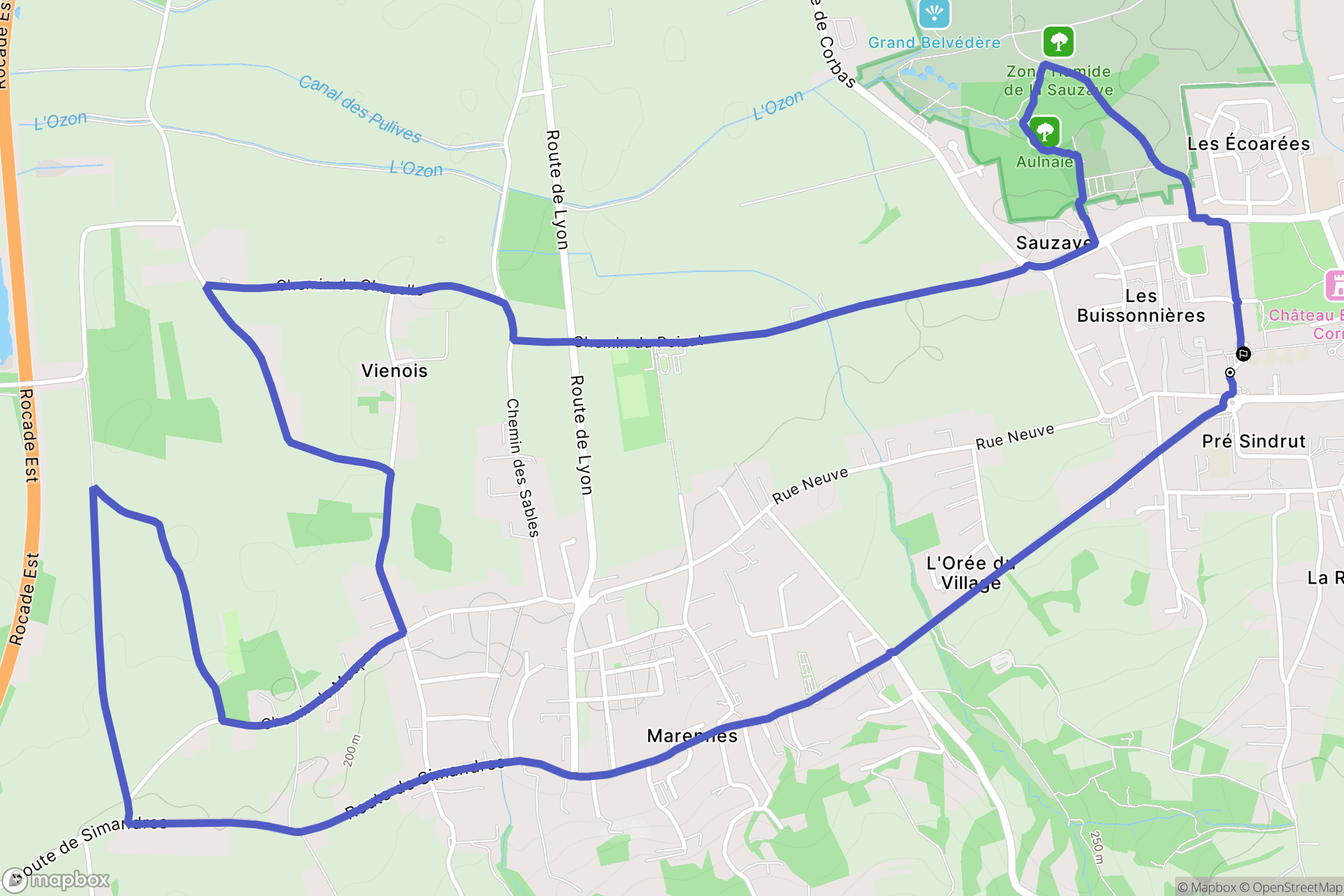 Chaponnay : carte du parcours de randonnée - France