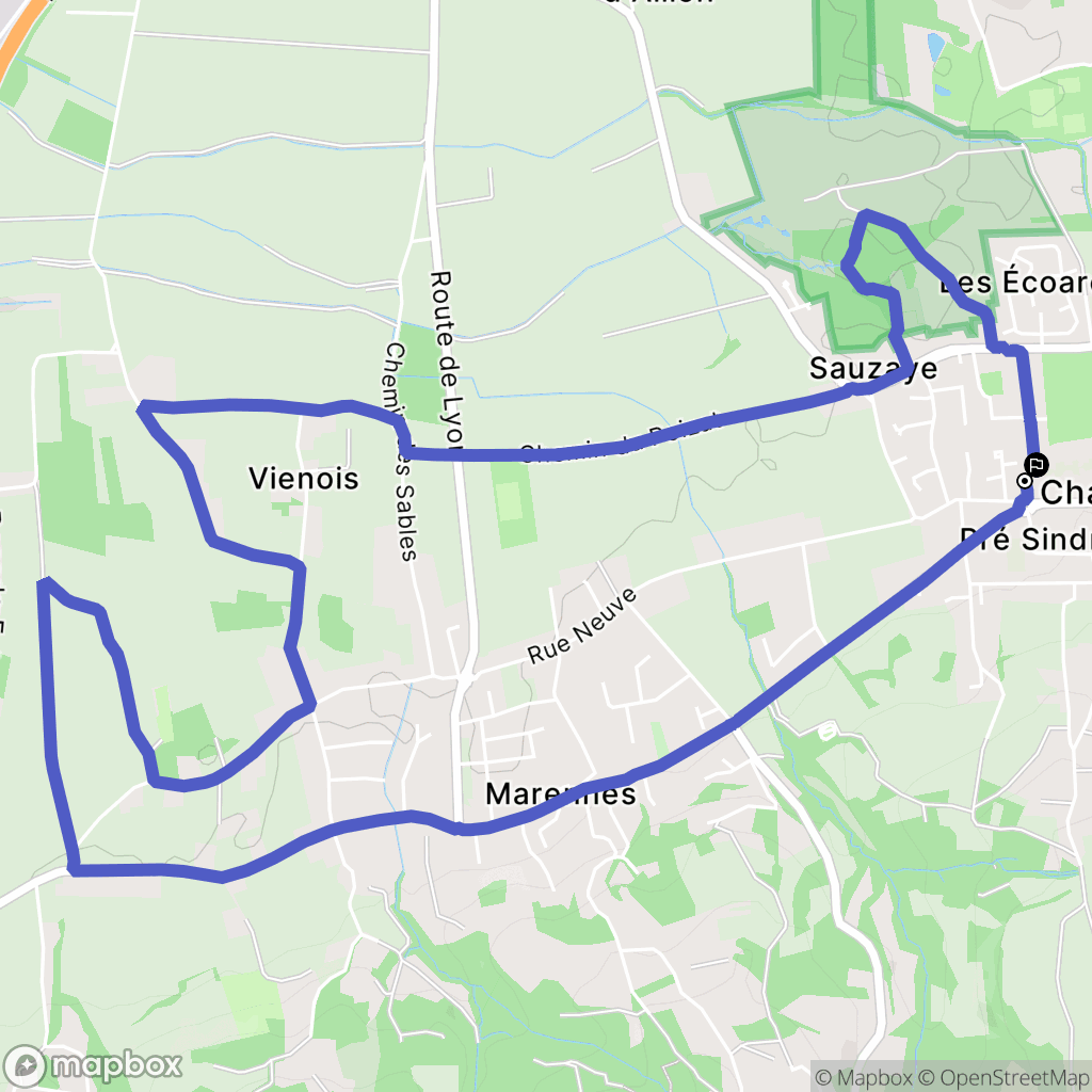 Chaponnay : carte du parcours de randonnée - France