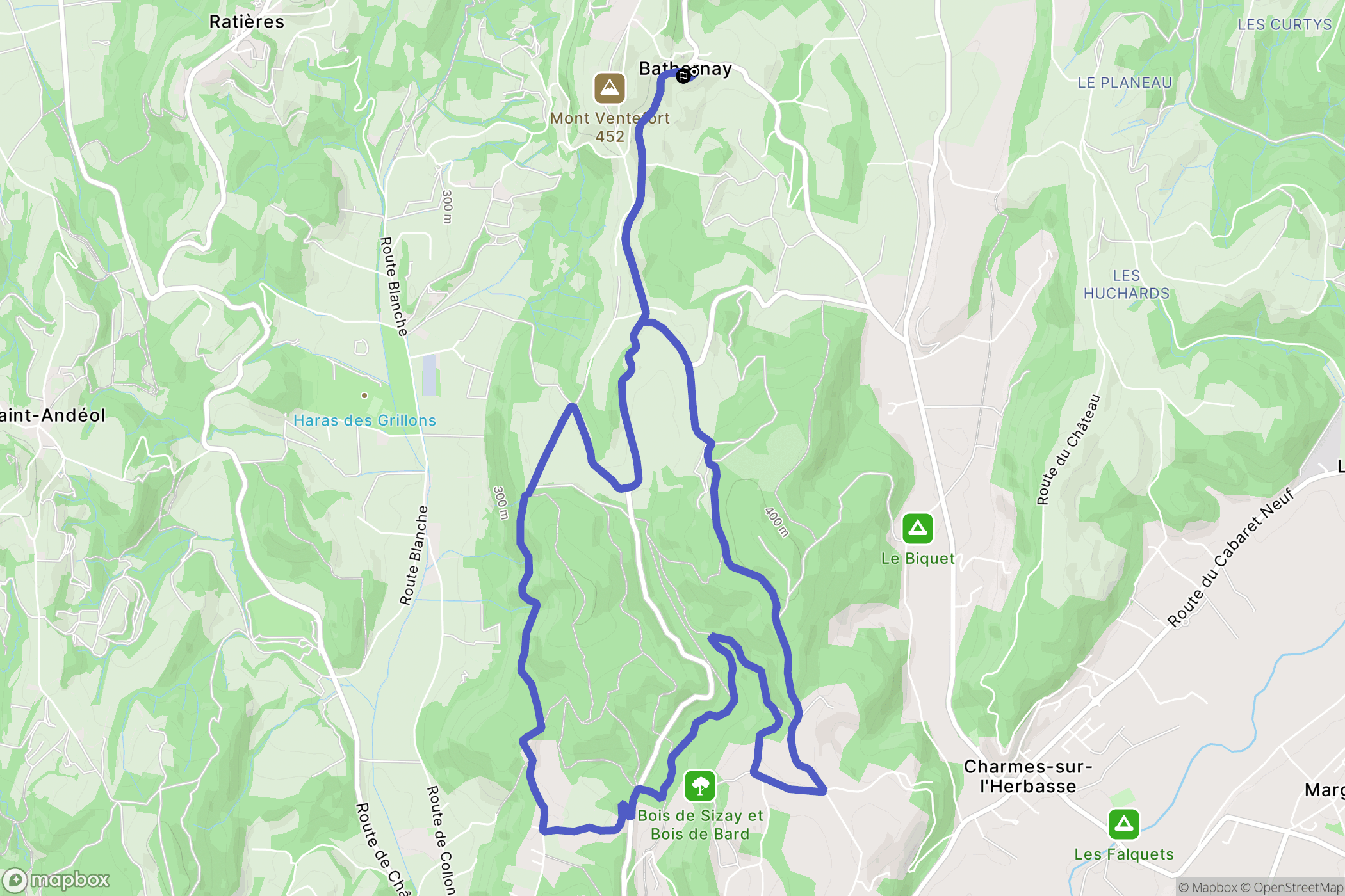Bathernay : carte du parcours de randonnée - France