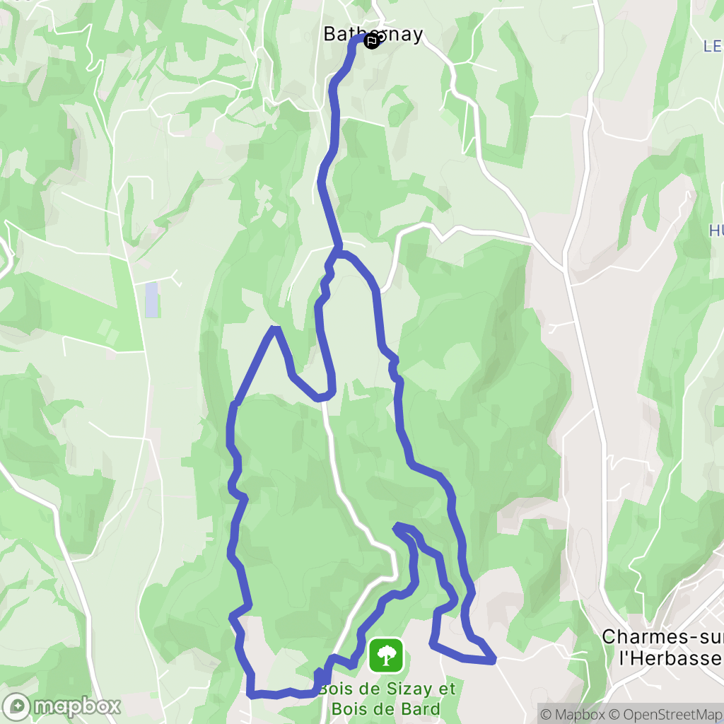 Bathernay : carte du parcours de randonnée - France