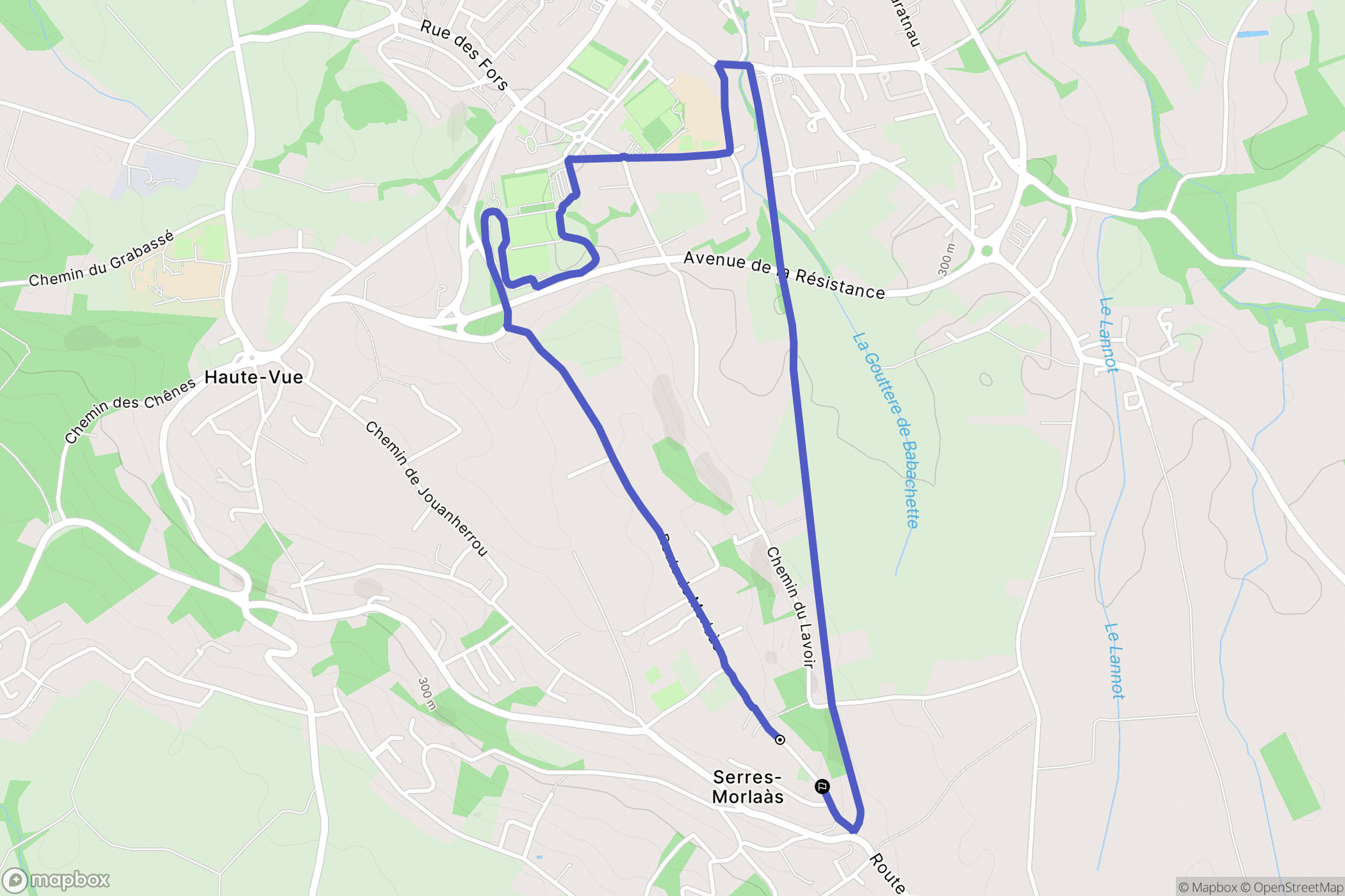 Serres-Morlaàs : carte du parcours de randonnée - France