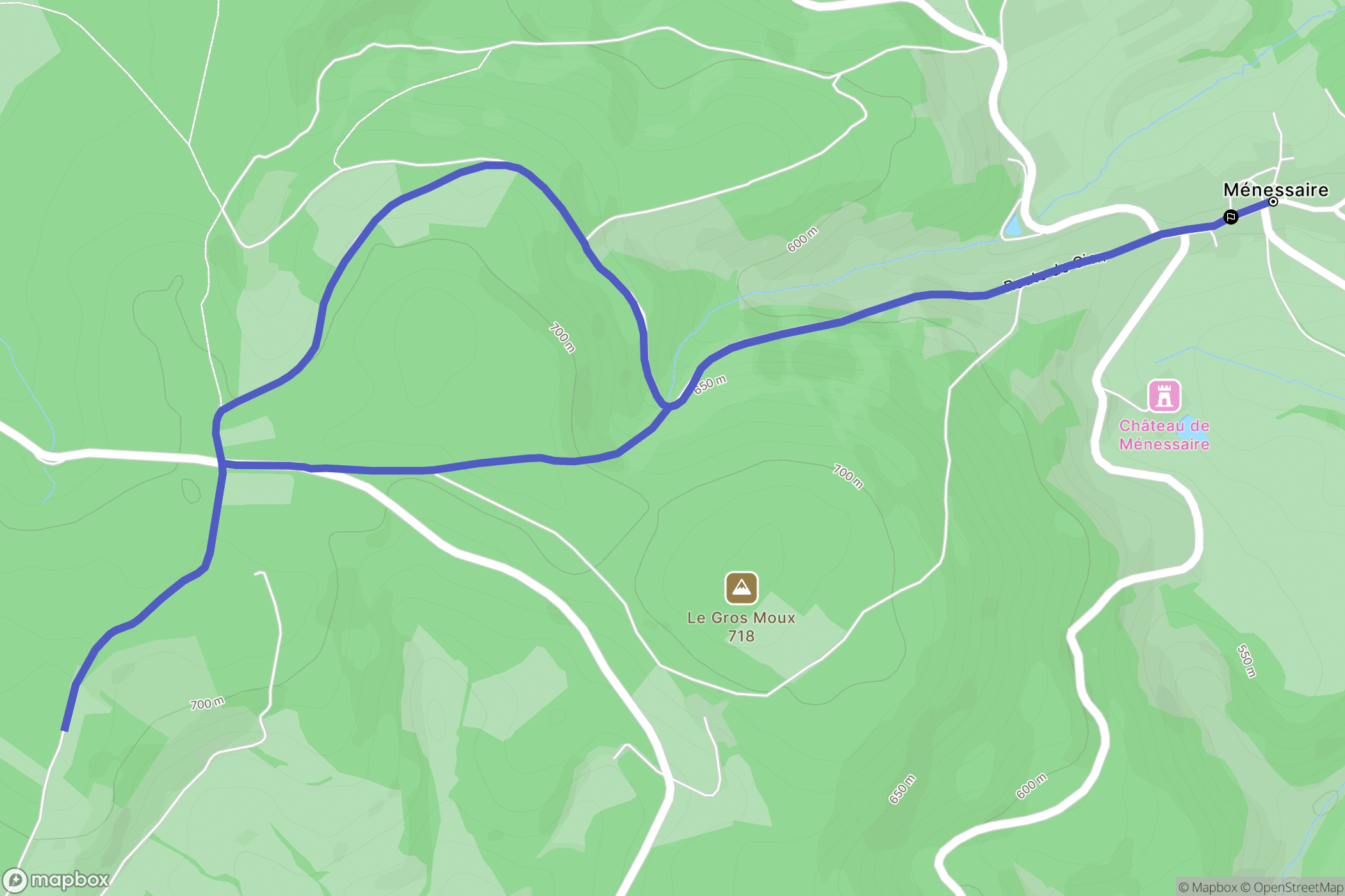 Ménessaire : carte du parcours de randonnée - France