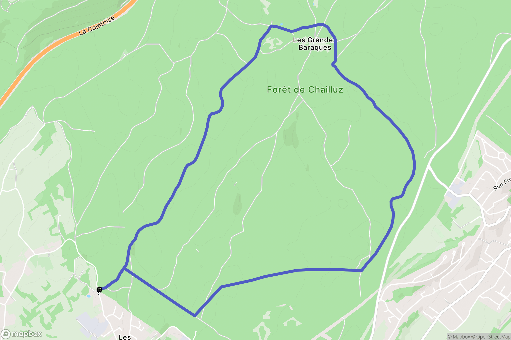 Besançon : carte du parcours de randonnée - France