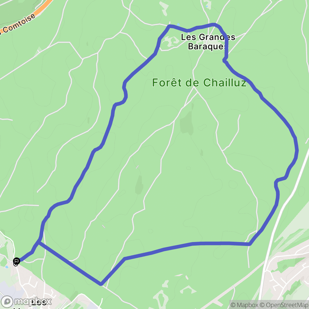 Besançon : carte du parcours de randonnée - France