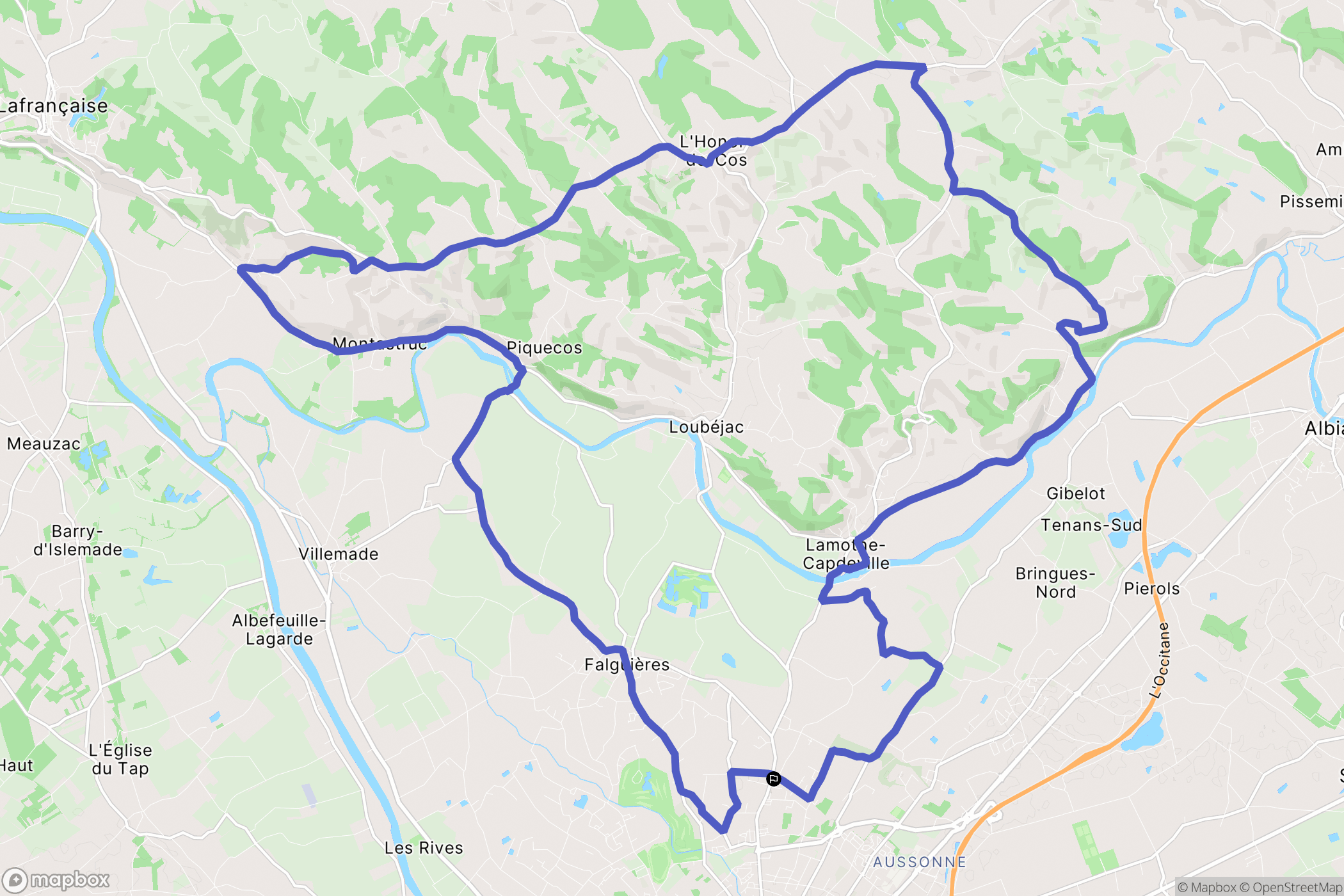 Montauban : carte du parcours de randonnée - France