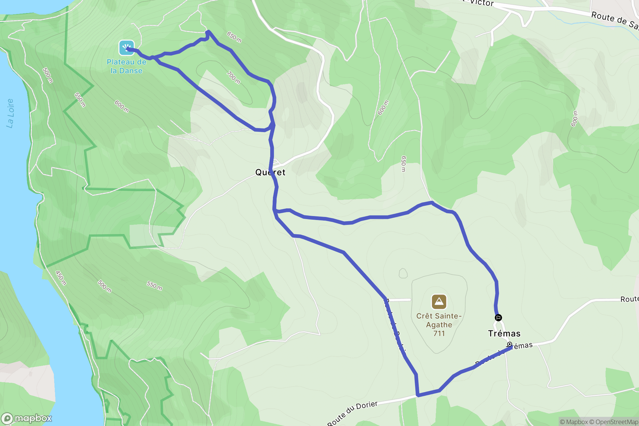 Saint-Étienne : carte du parcours de randonnée - France