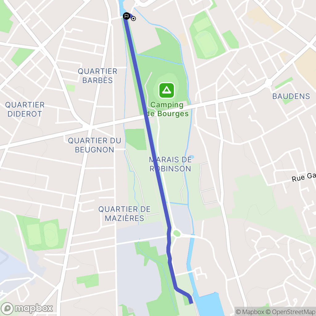 Bourges : carte du parcours de randonnée - France