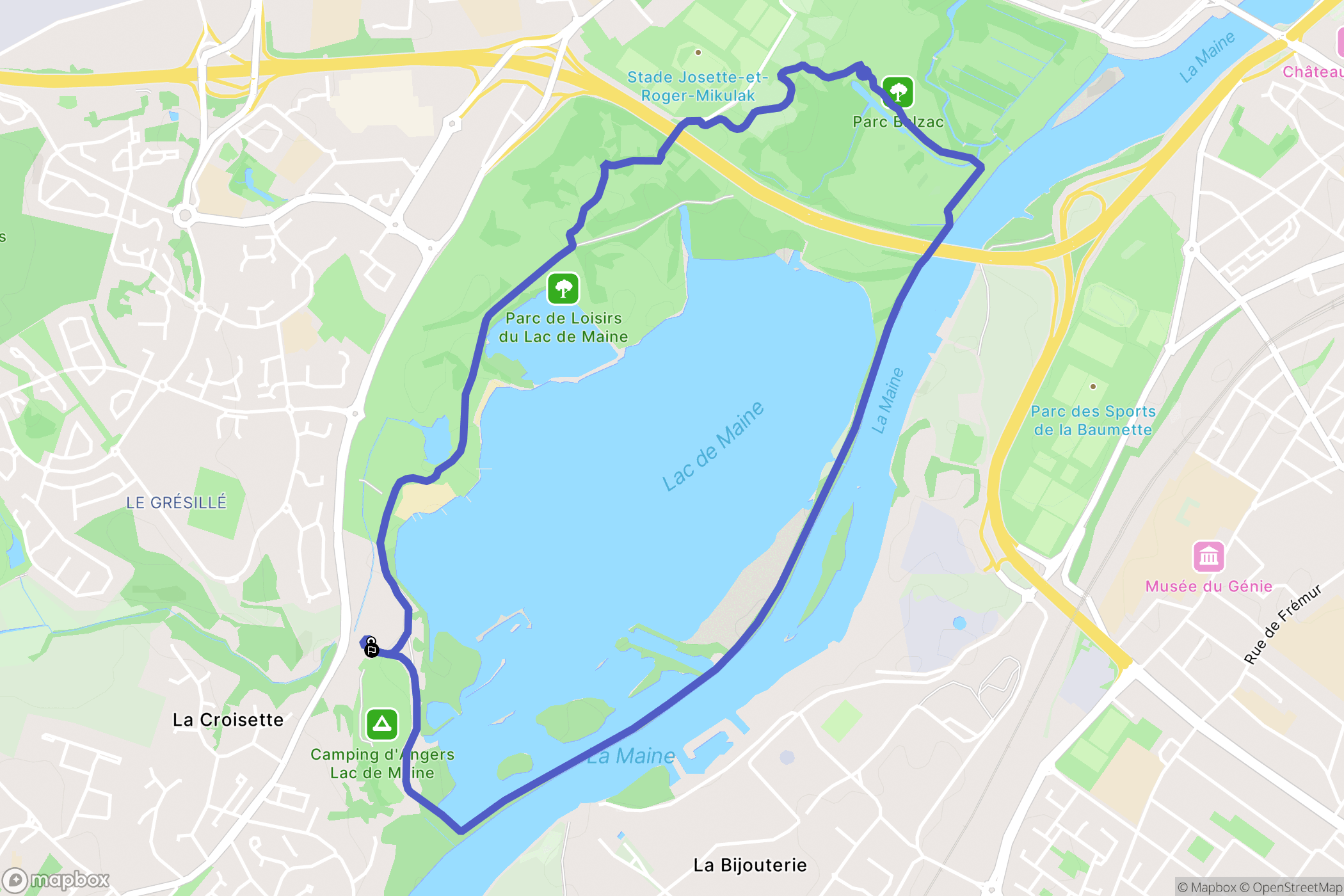 Angers : carte du parcours de randonnée - France