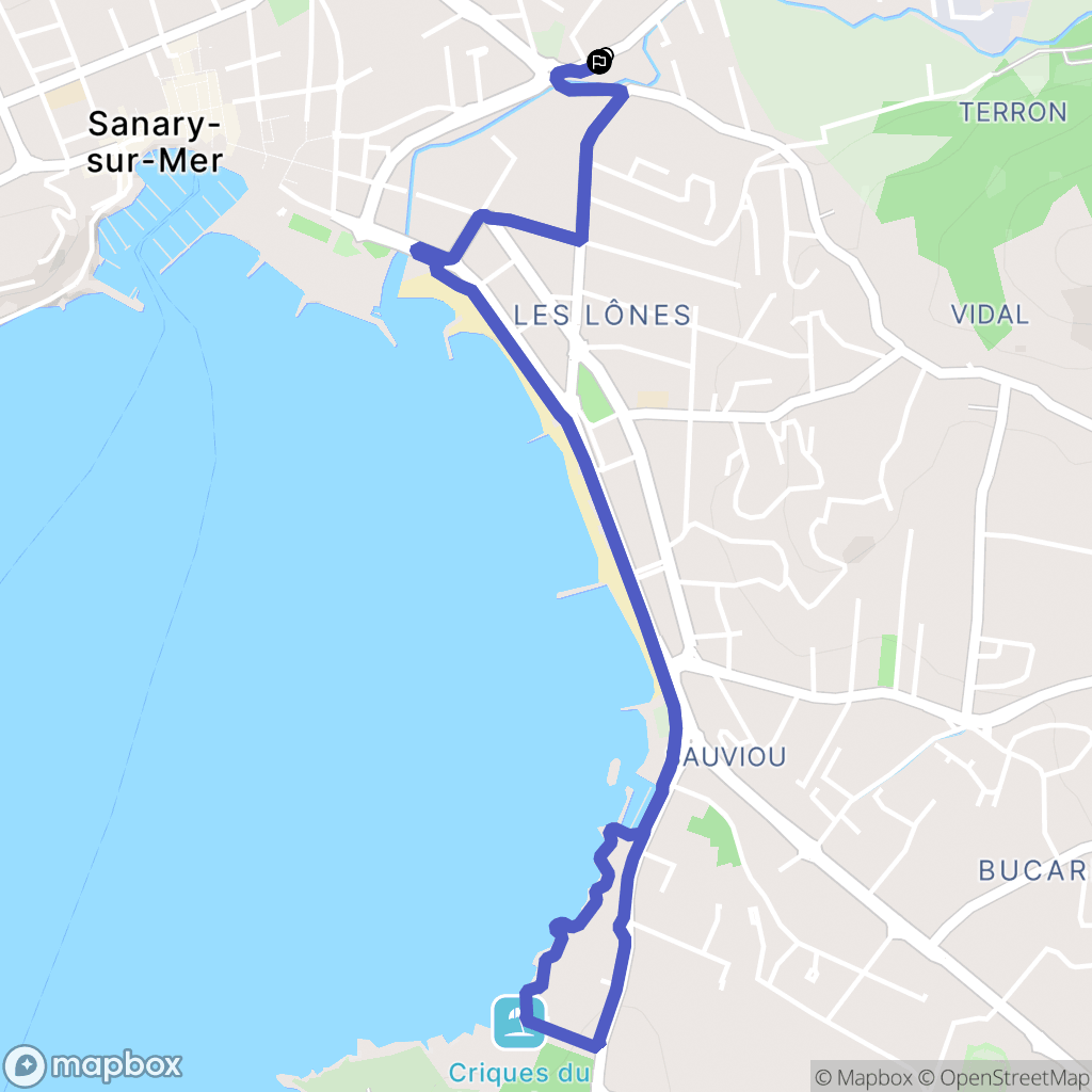 Sanary-sur-Mer : carte du parcours de randonnée - France